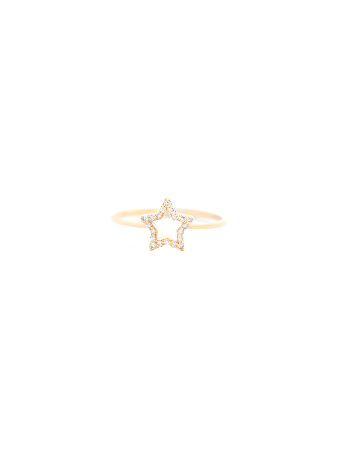 0.11ct Diamond 14K Gold Solitaire Star Ring