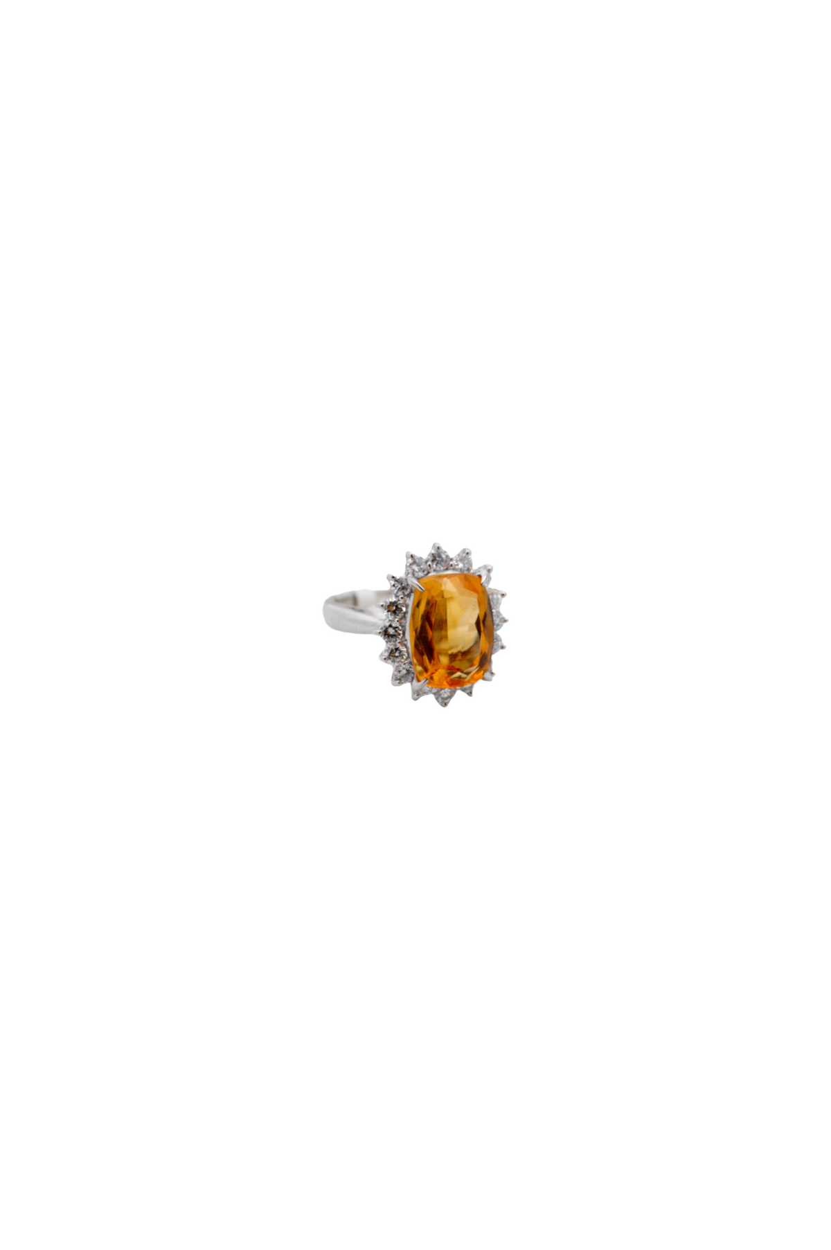 4.93ct Citrine Diamond Platinum Halo Ring