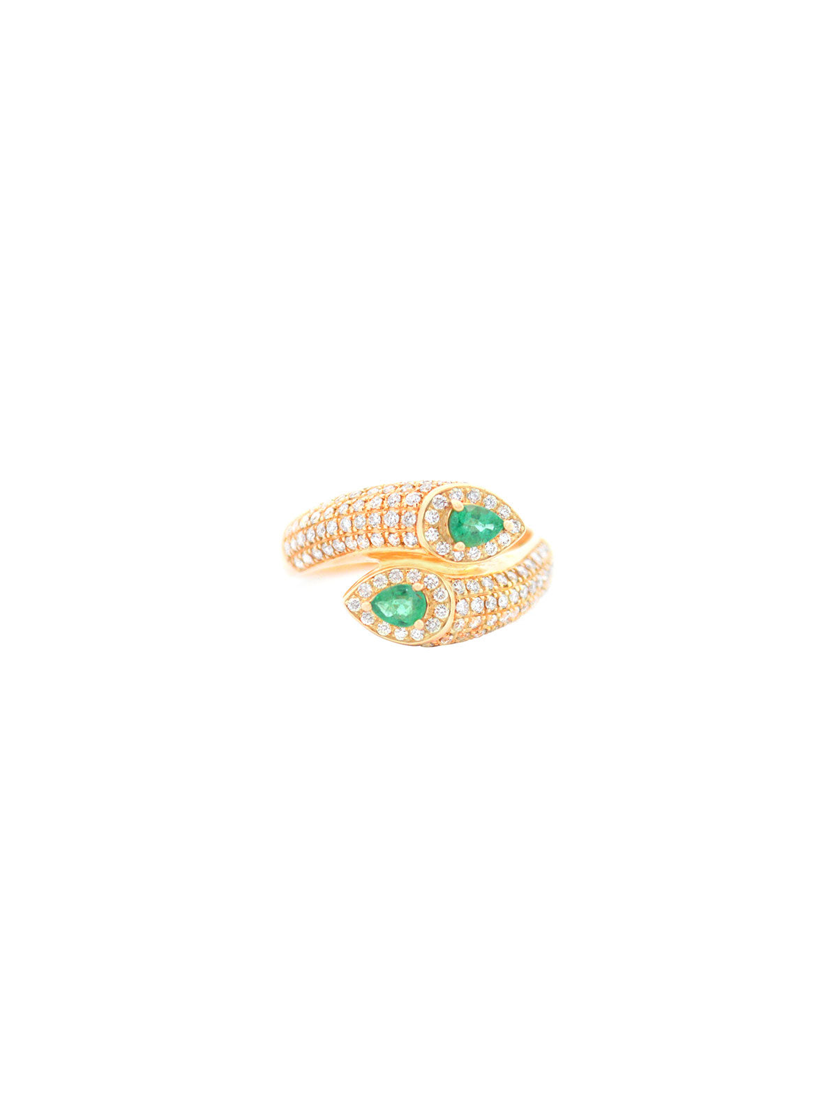 1.08ct Diamond Emerald 14K Gold Bypass Ring