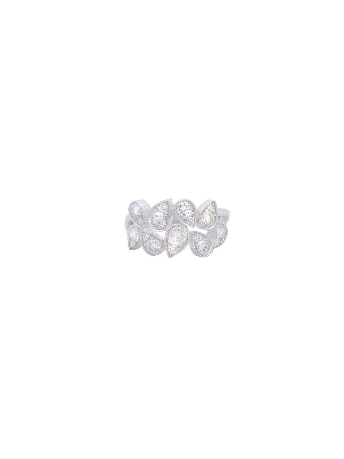 1.31ct Diamond 14K Gold Two Row Pear Ring