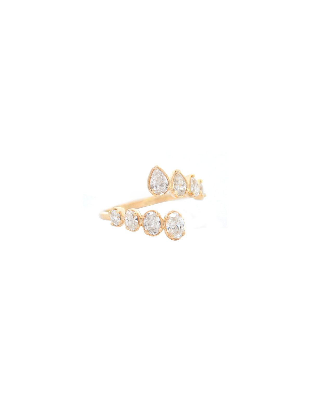 3.16ct Diamond 14K Gold Cluster Bypass Ring