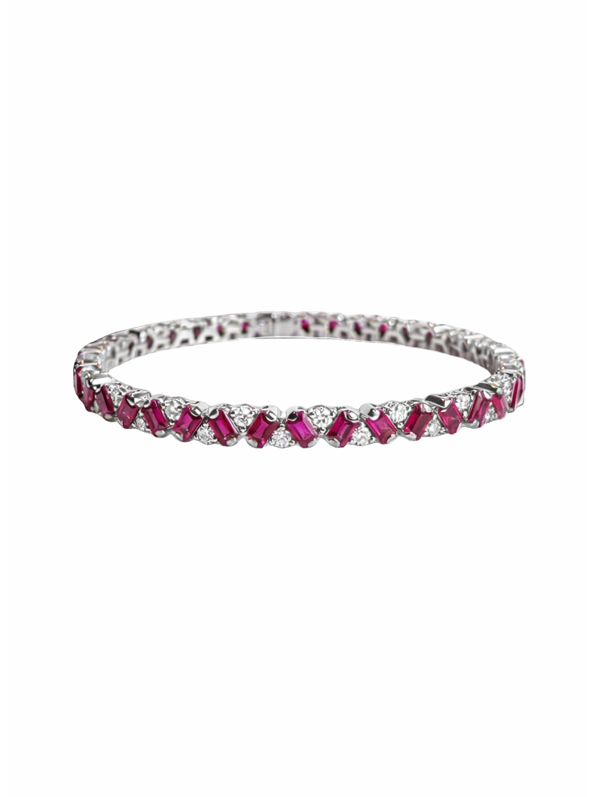 5.36ct Ruby Diamond Platinum Tennis Bracelet