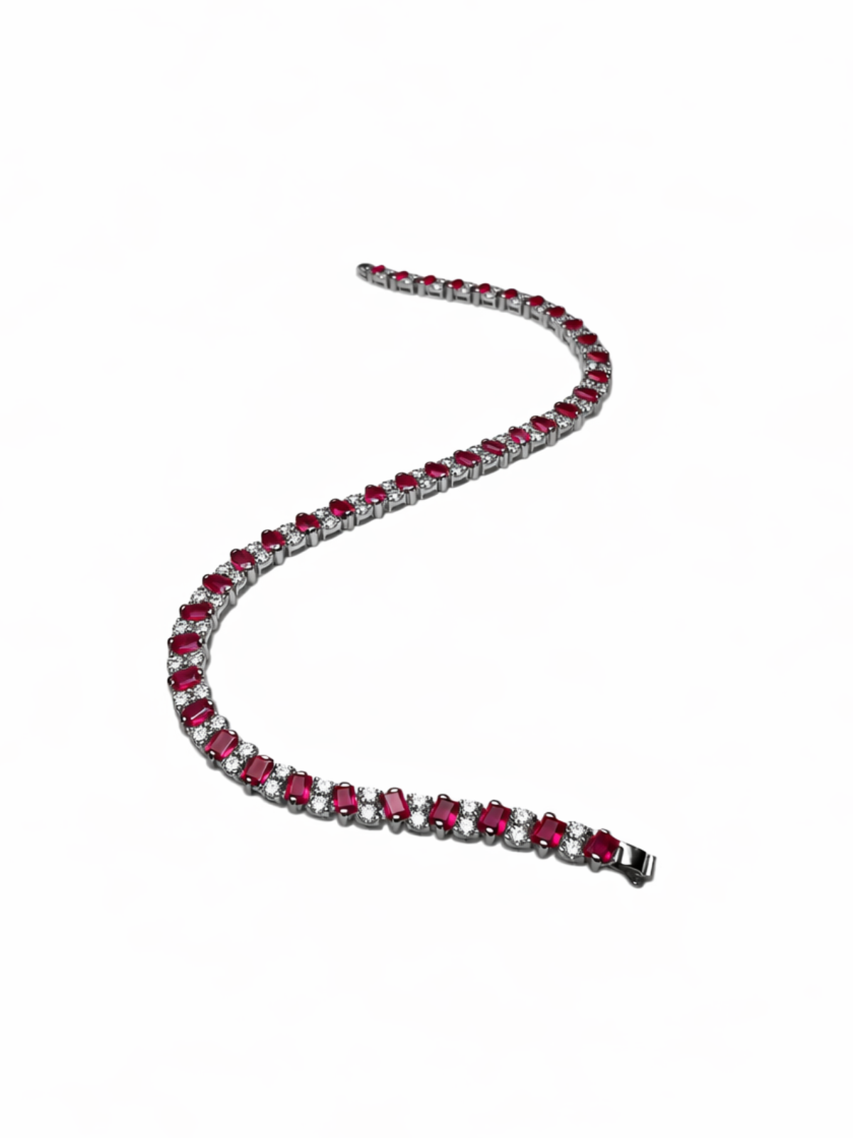 5.36ct Ruby Diamond Platinum Tennis Bracelet