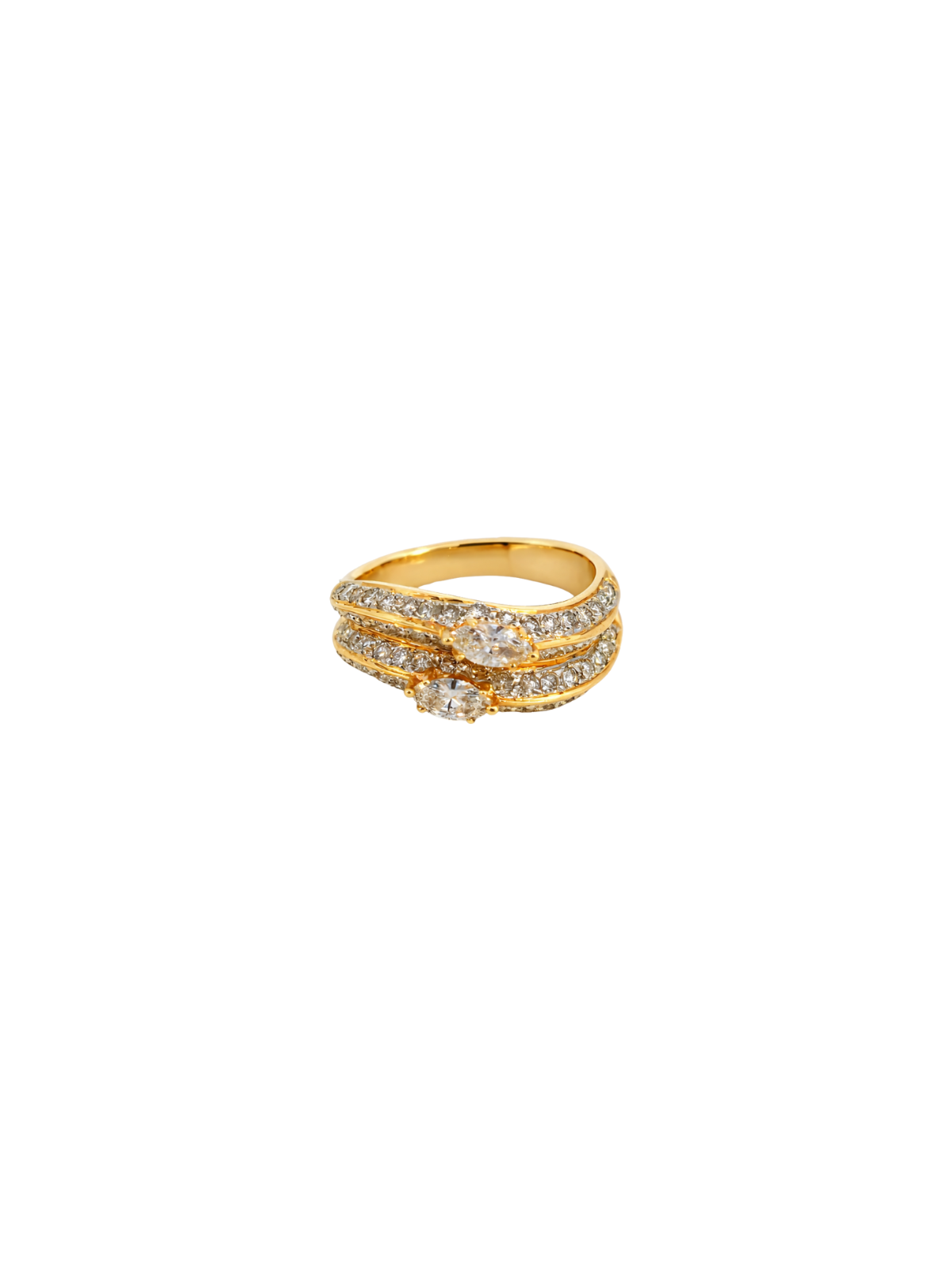 1.27ct Diamond 18K Gold Double Row Wave Ring