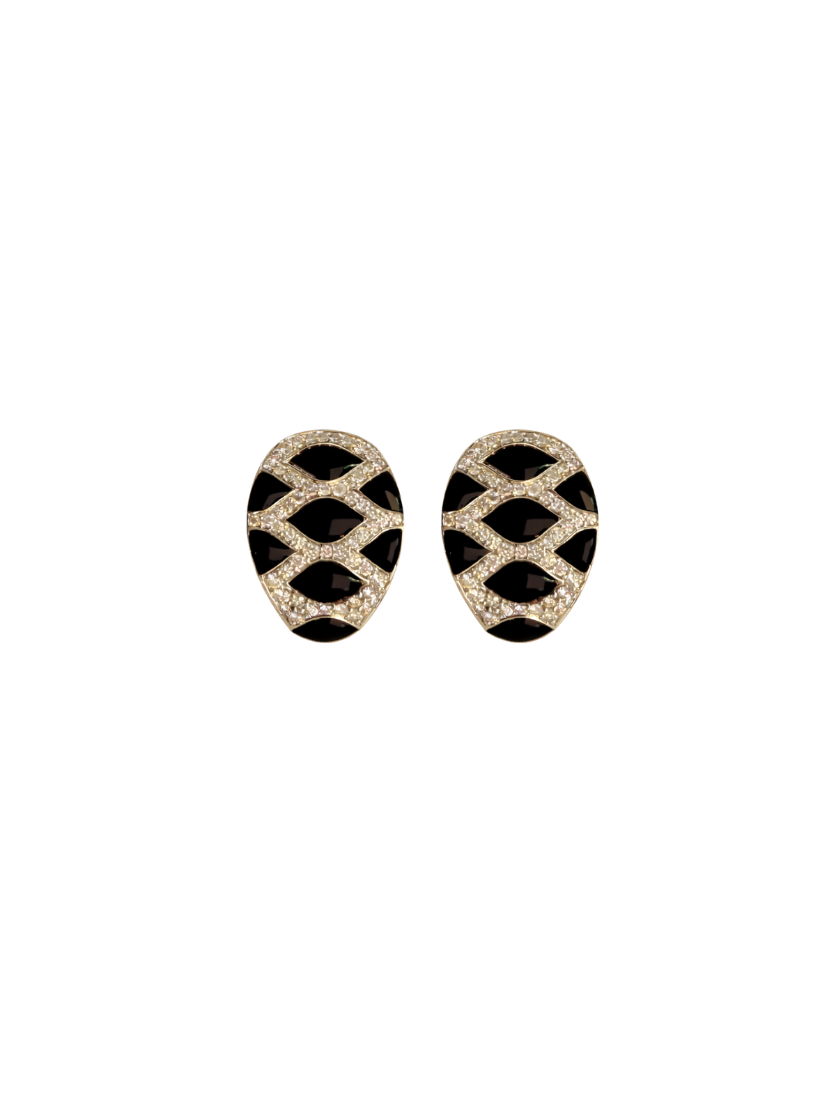 0.99ct Diamond Onyx 14K Gold Snake Print Hoop Earrings
