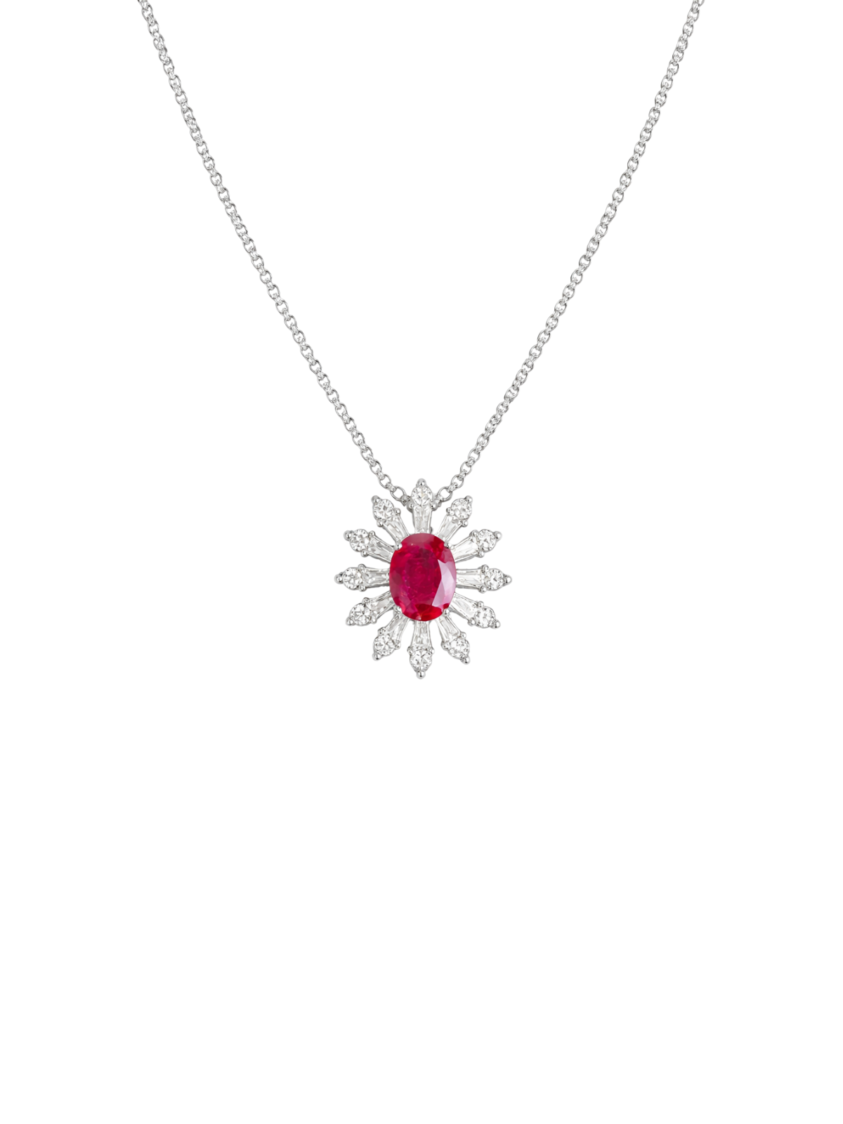 1.43ct Diamond Ruby 14K Gold Stardust Pendant Necklace