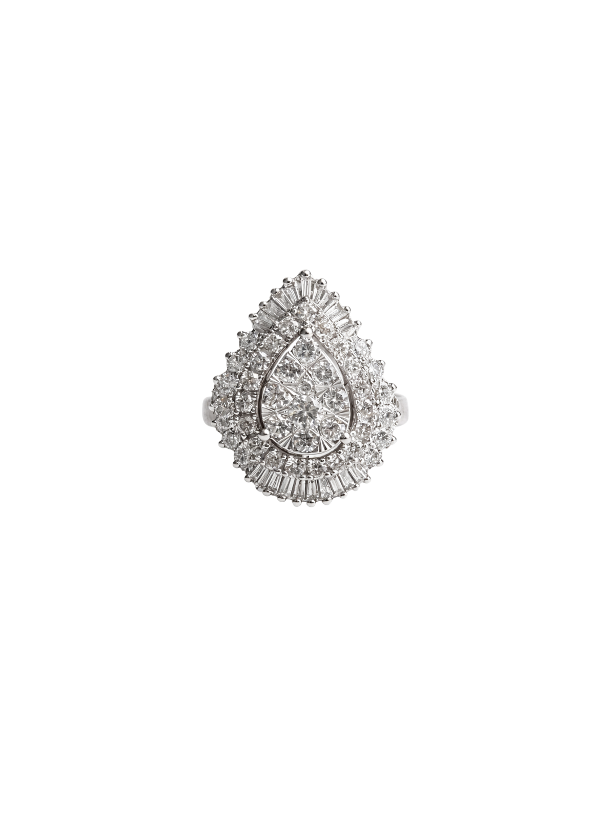 2.00ct Diamond 14K Gold Pear Halo Cocktail Ring