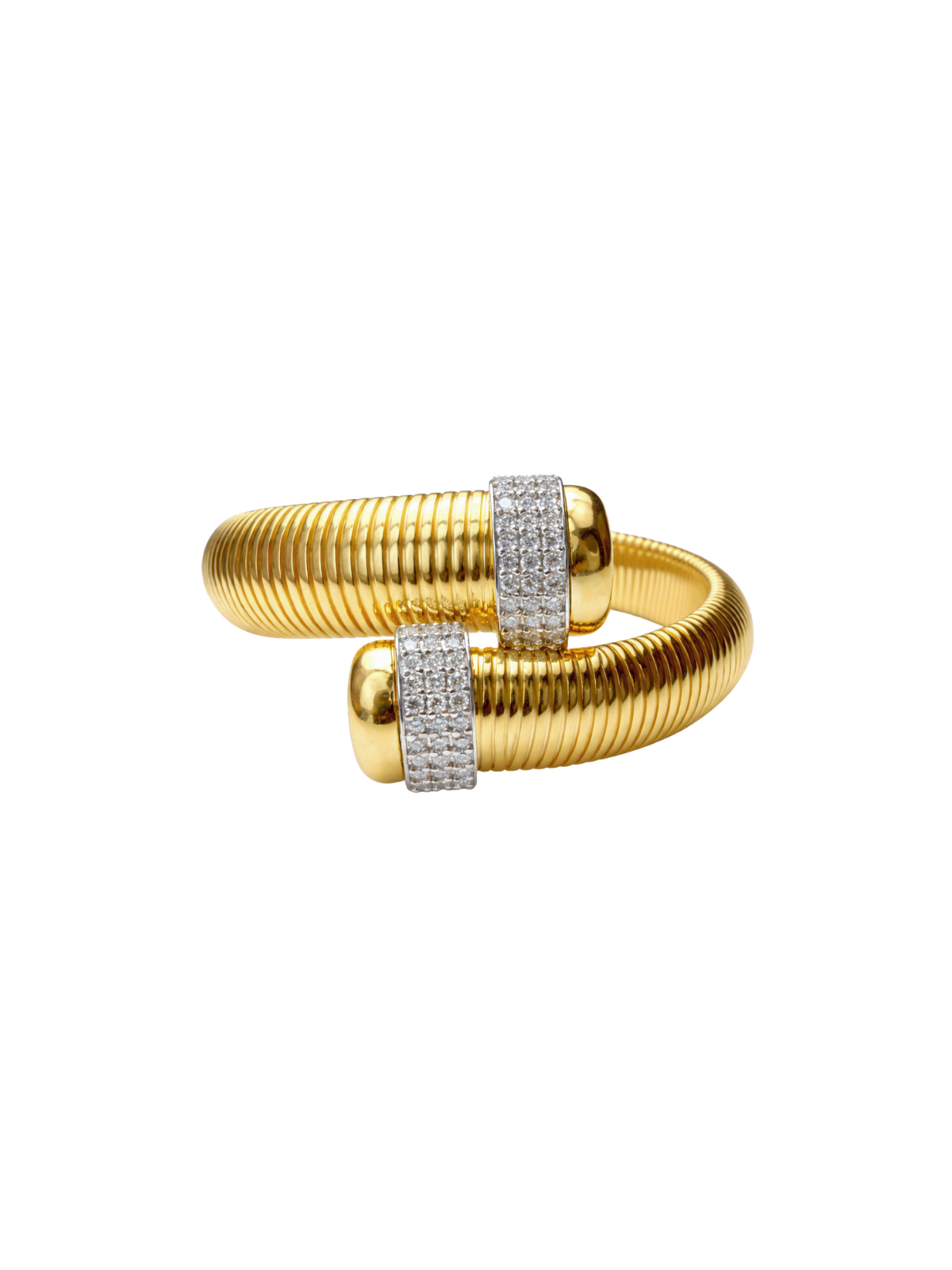 1.74ct Diamond 14K Italian Gold Bypass Bangle Bracelet