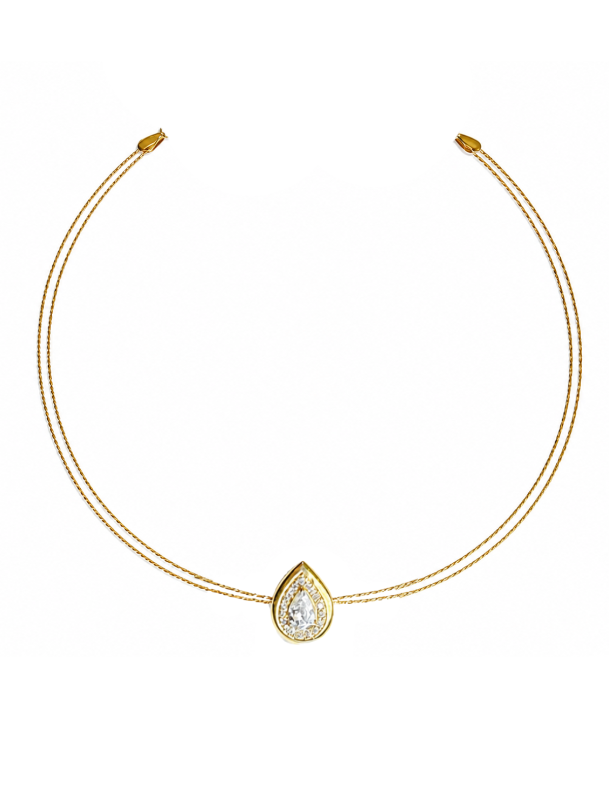 0.36ct Diamond 14K Gold Choker Pear Necklace