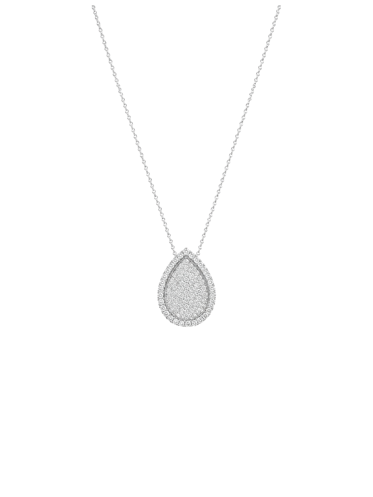 1.35ct Diamond 18K Gold Pave Pear Pendant Necklace