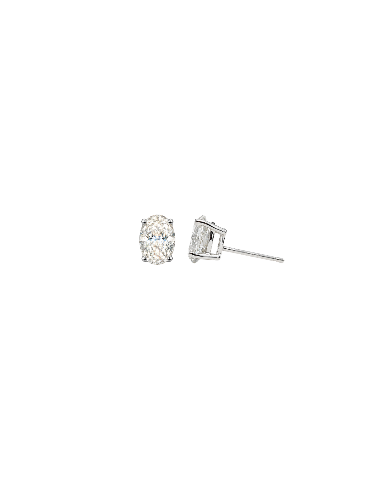 2.00ct Diamond 14K Gold Classic Oval Stud Earrings