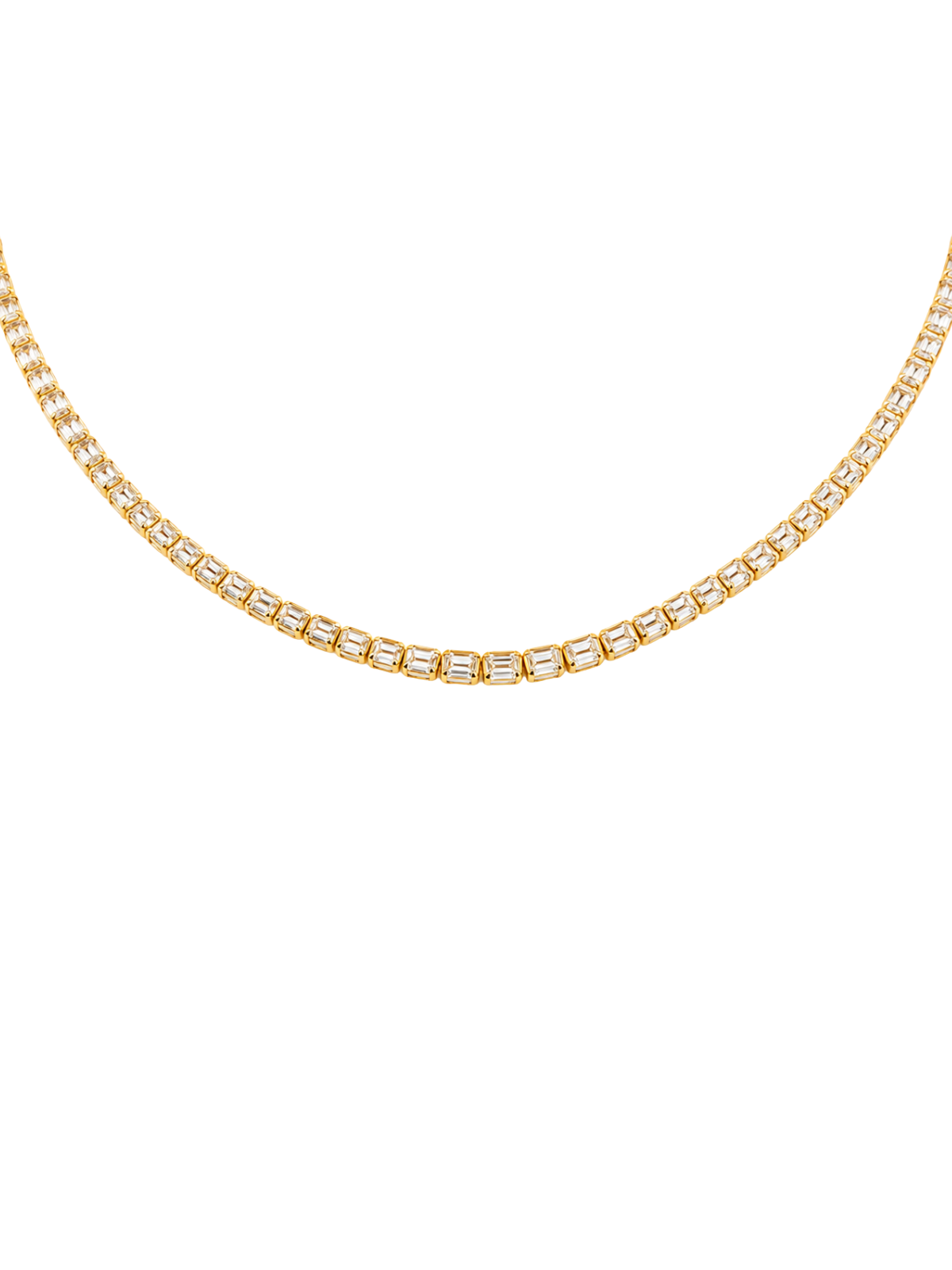 11.96ct Diamond 14K Gold Graduated Emerald Cut Tennis Necklace