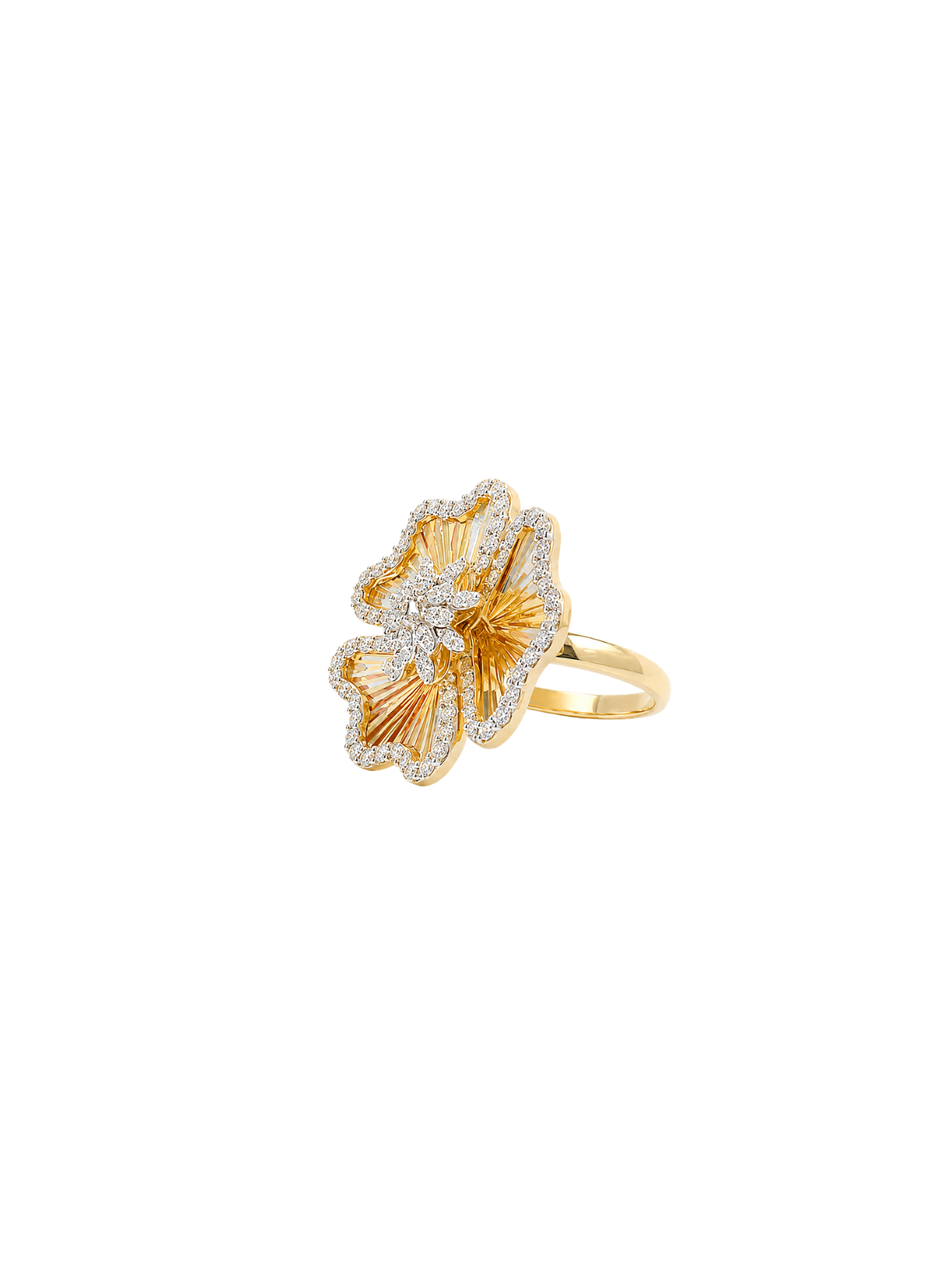 0.75ct Diamond 14K Gold Flower Ring