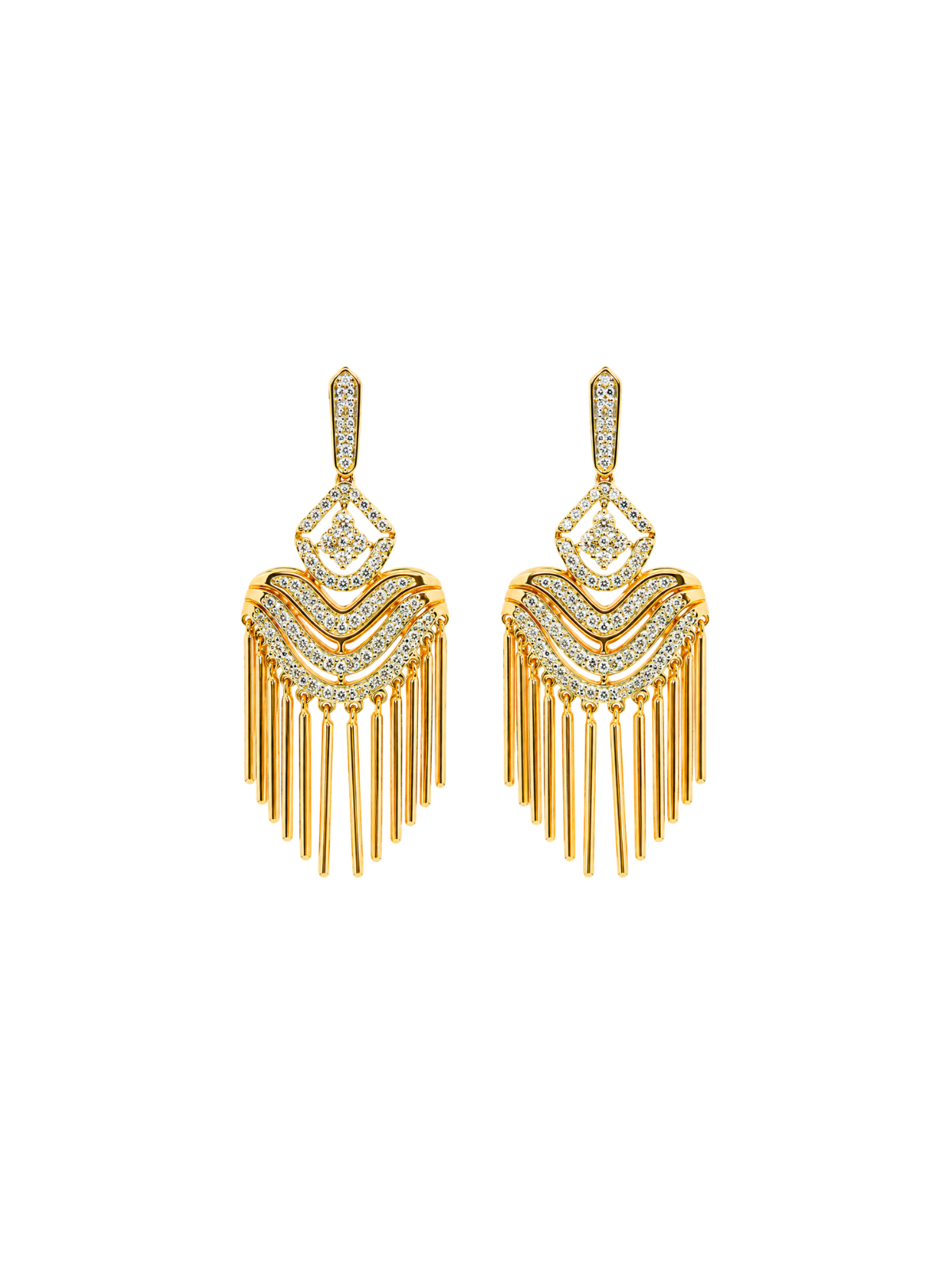 1.08ct Diamond 14K Gold Cascade Fringes Earrings