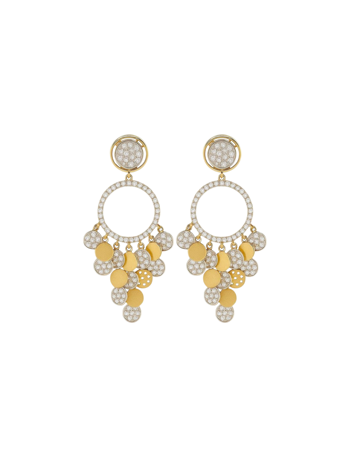 4.07ct Diamond 14K Gold Statement Scale Earrings