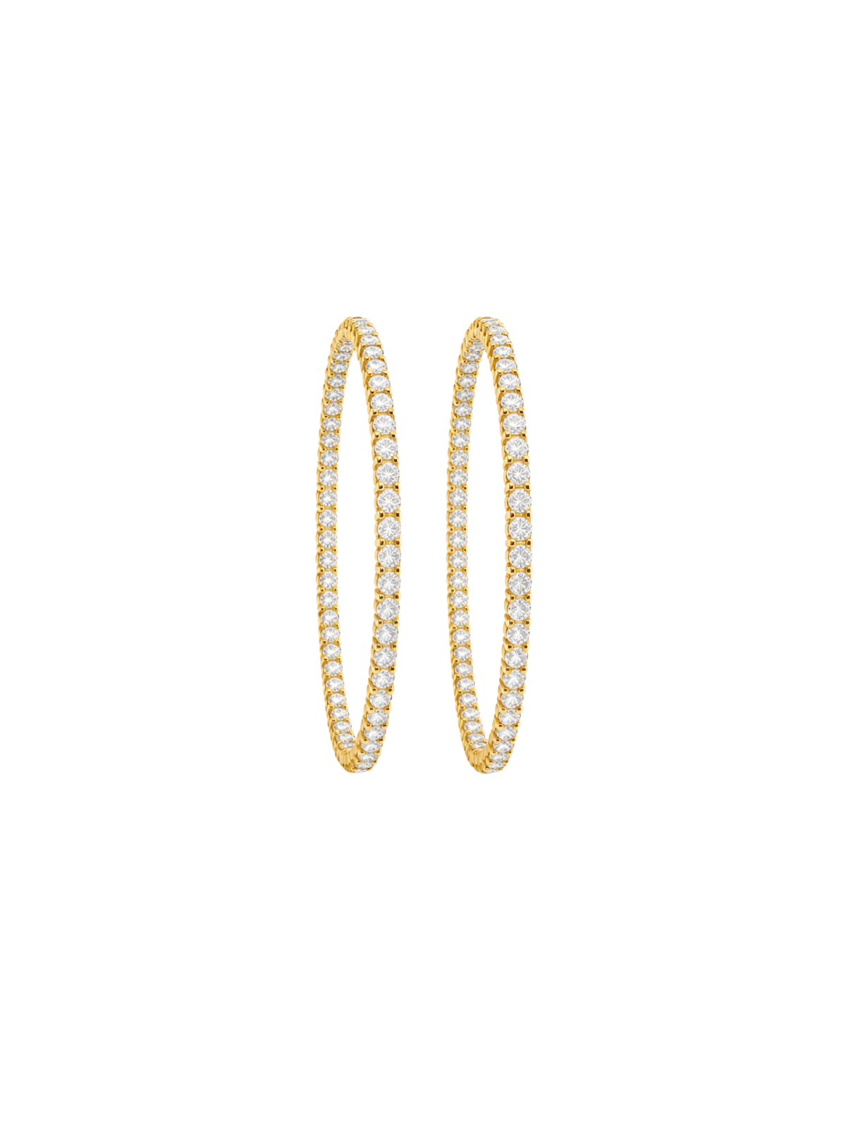 6.00ct Diamond 18K Gold Inside Outside Hoop Earrings
