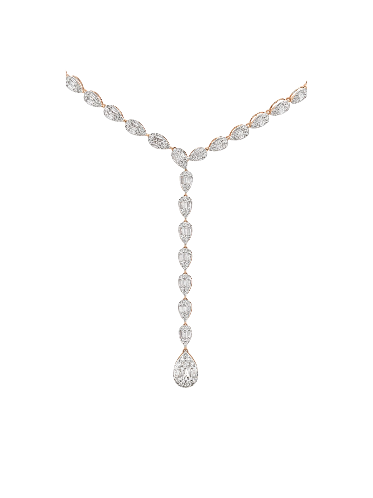 4.74ct Diamond 14K Gold Invisible Set Lariat Necklace