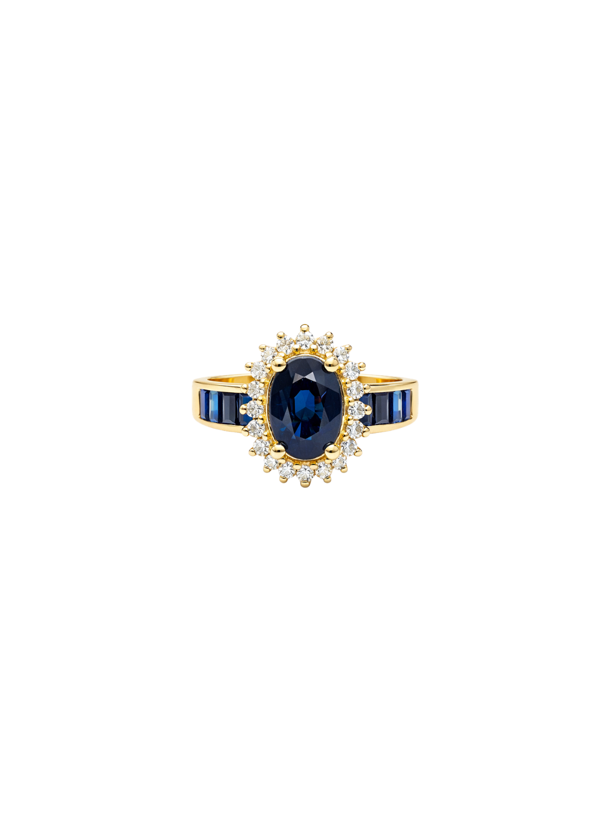 2.14ct Diamond Sapphire 14K Gold Halo Ring