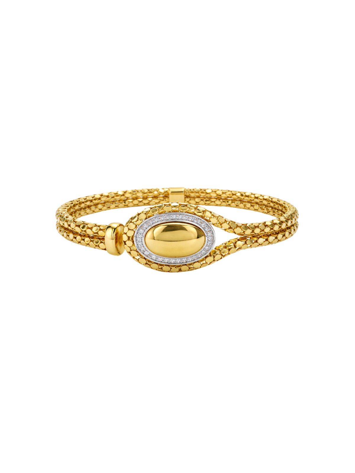 0.35ct Diamond 14K Italian Gold Cuff Bracelet