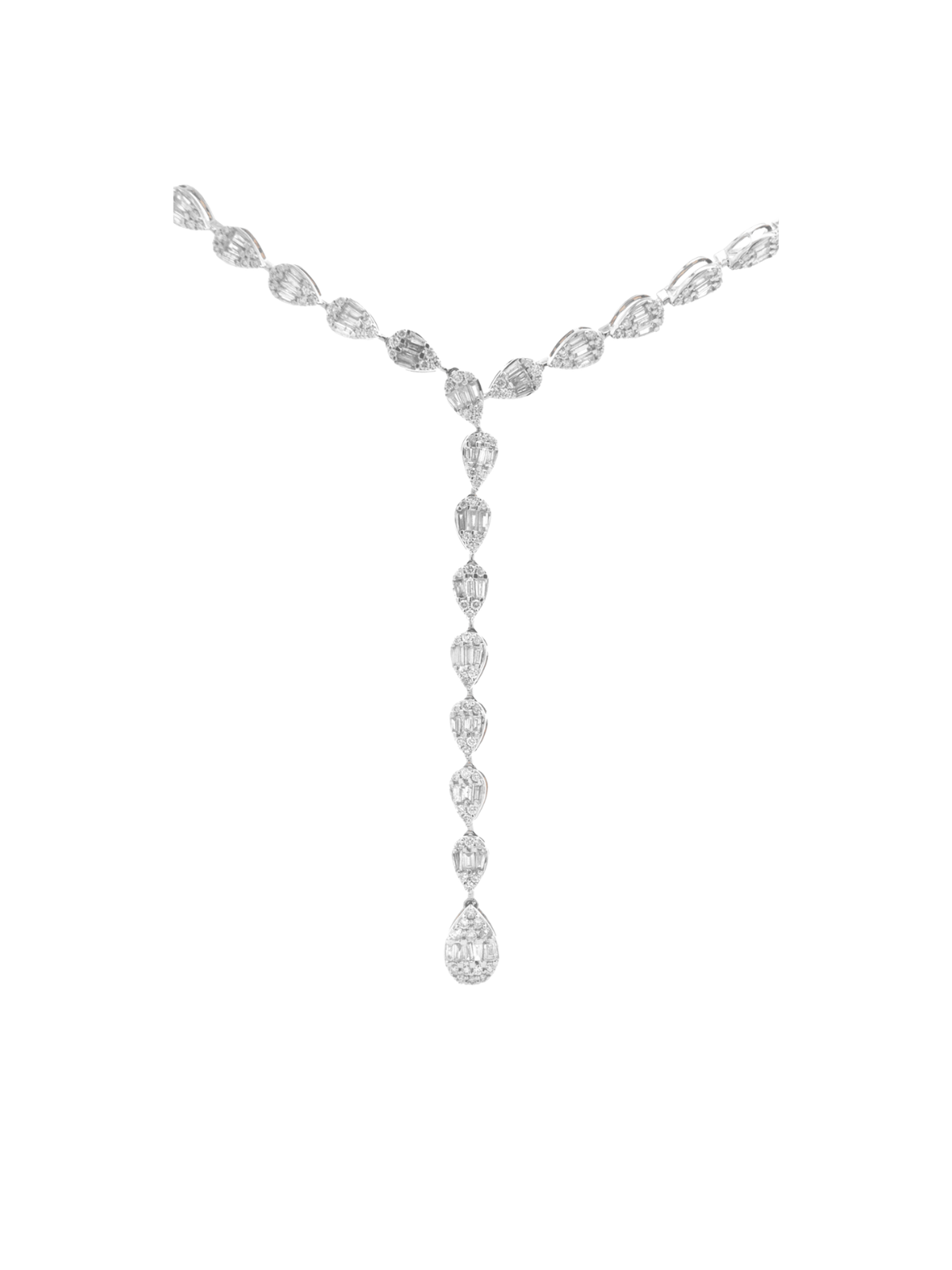 4.74ct Diamond 14K Gold Invisible Set Lariat Necklace