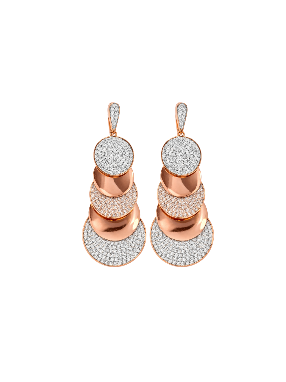 6.61ct Diamond 14K Gold Layered Statement Earrings
