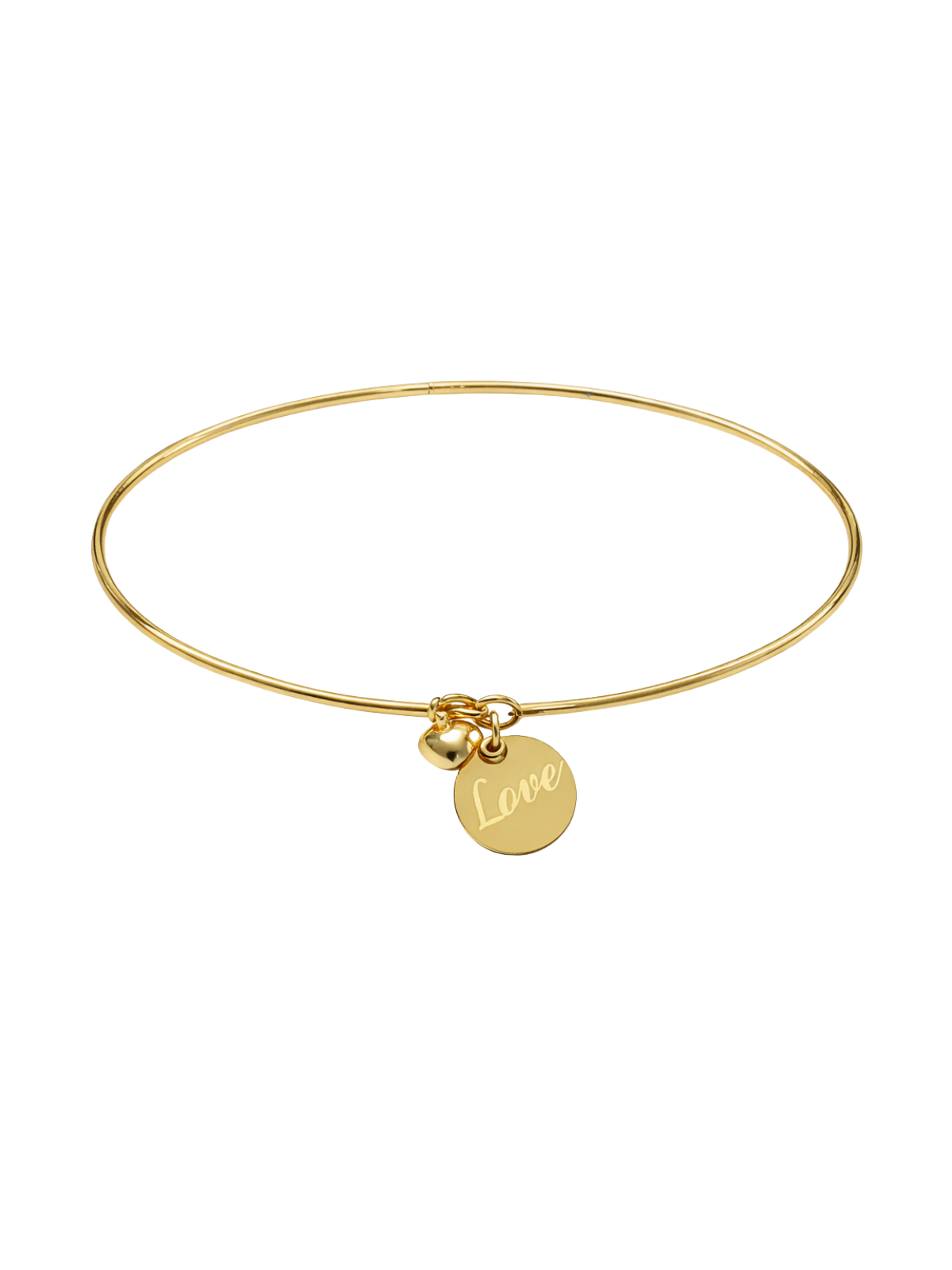 14K Gold Wire Love Bangle Bracelet