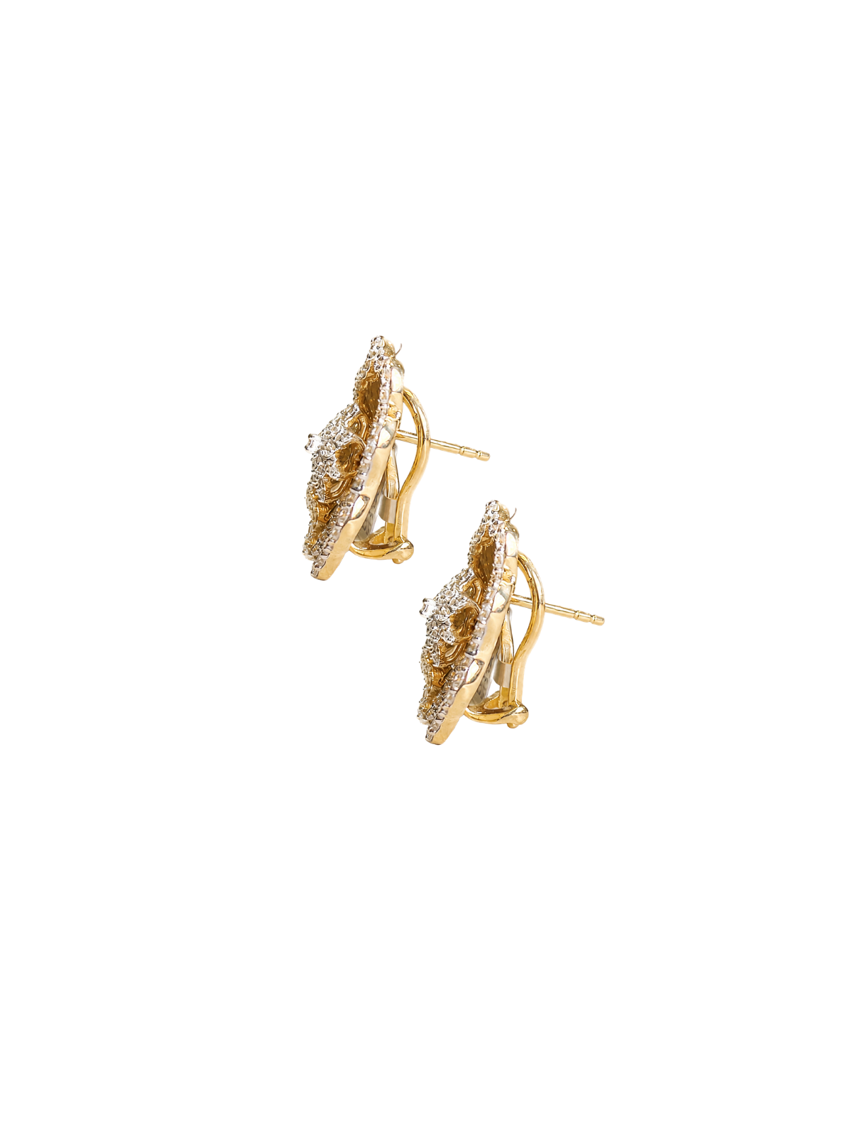 1.04ct Diamond 14K Gold Flower Earrings