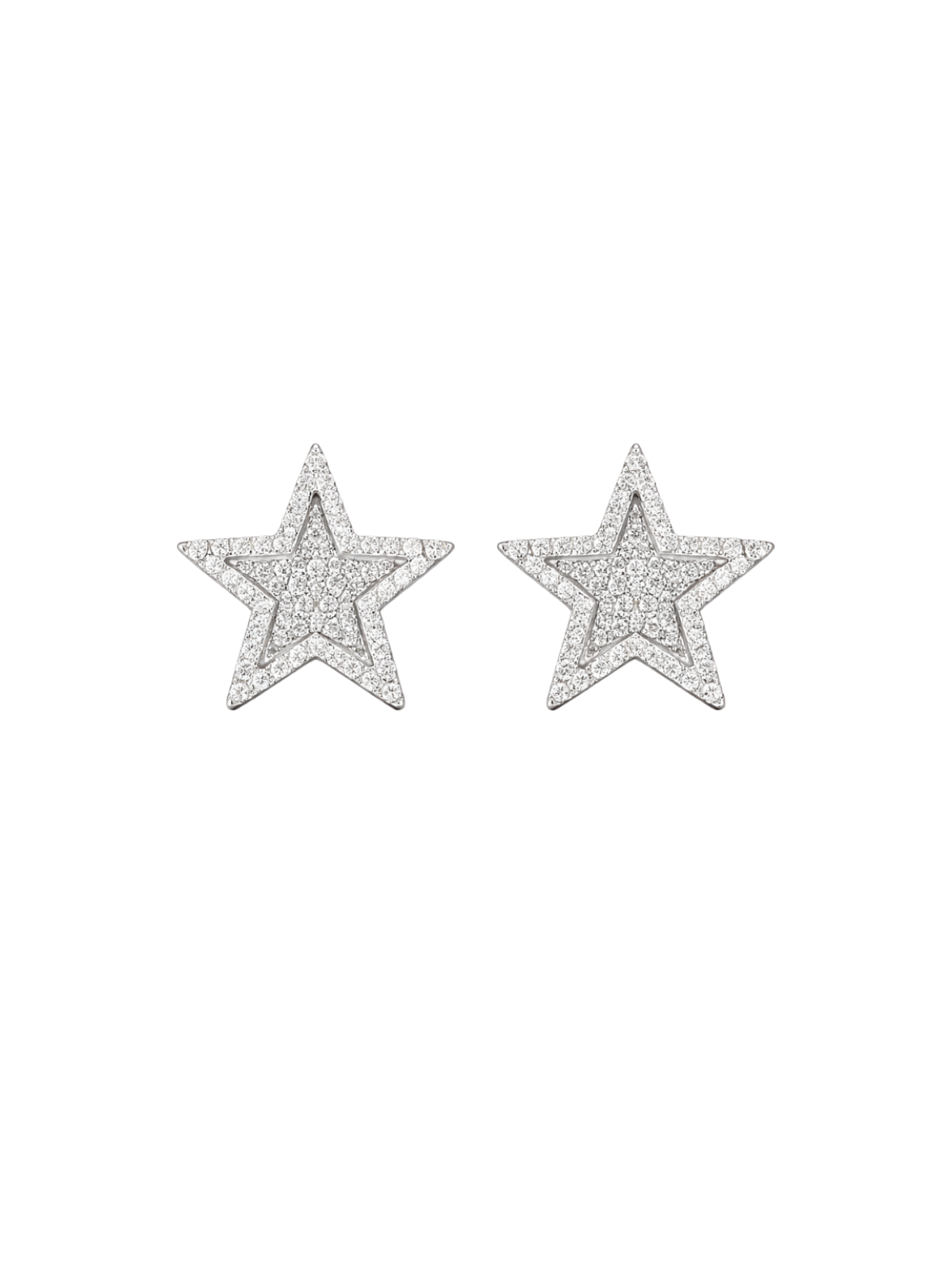 2.10ct Diamond 14K Gold Pave Star Earrings