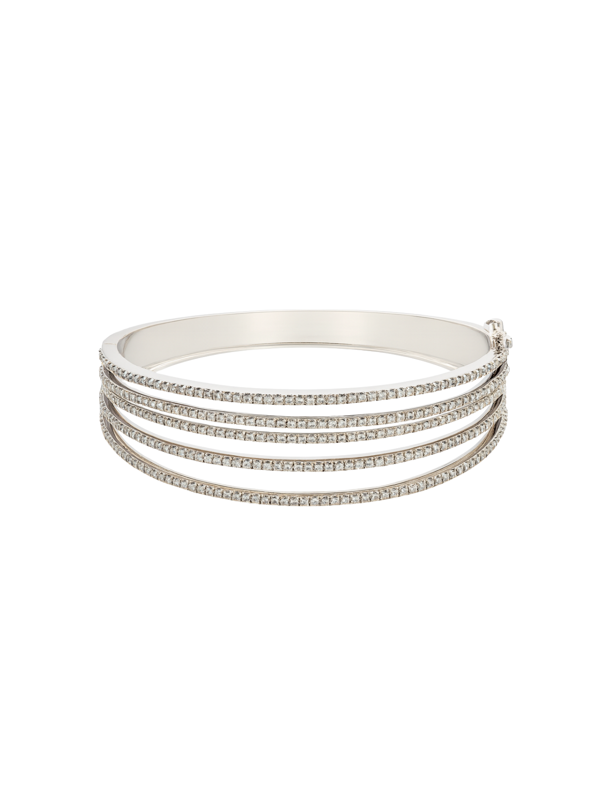 3.90ct Diamond 14K Gold Multi Row Bangle Bracelet