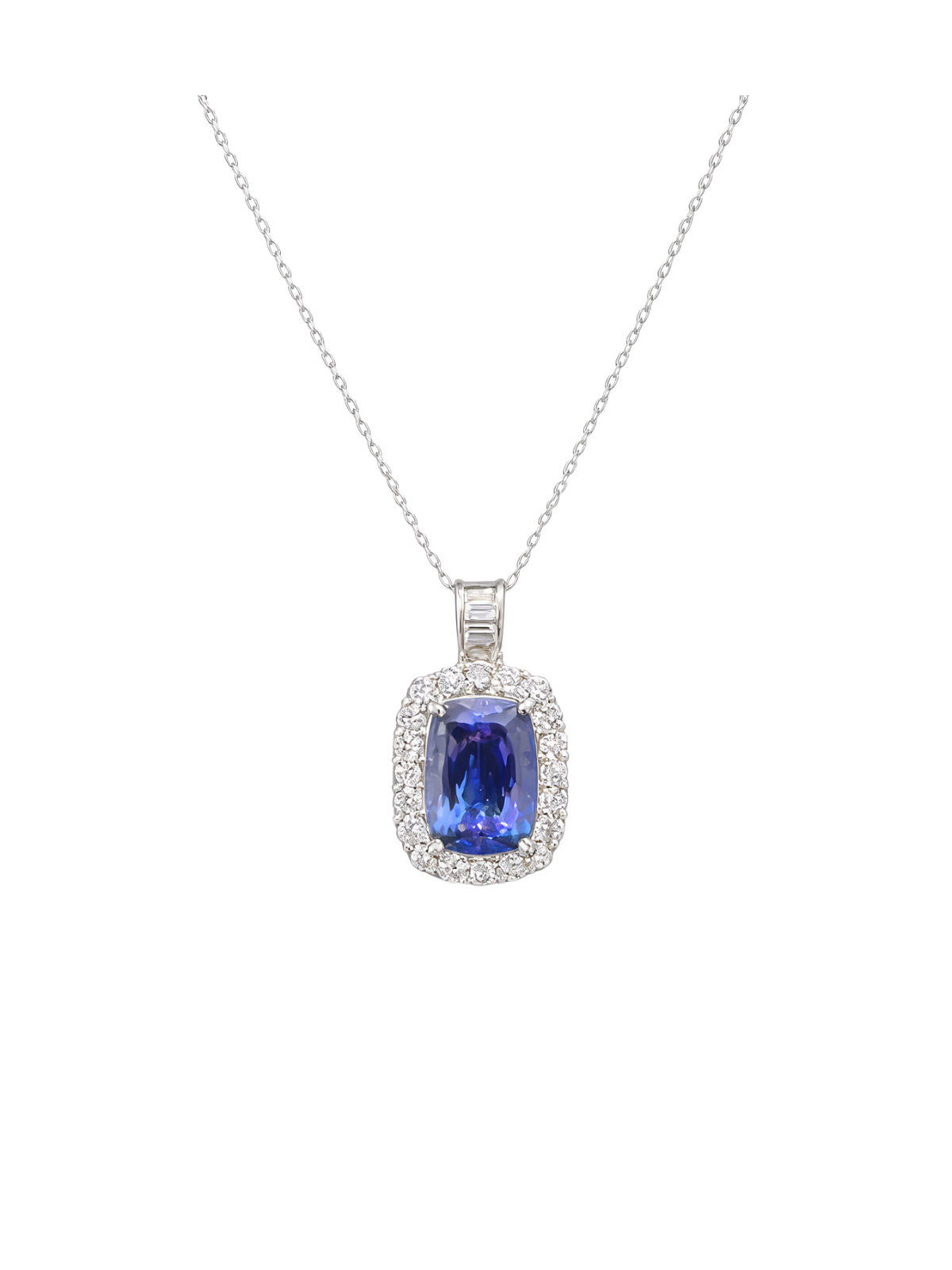 4.72ct Diamond Tanzanite Platinum Pendant Necklace