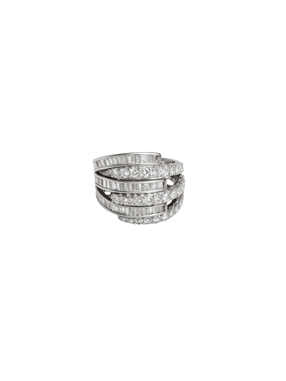2.00ct Diamond 14K Gold Multi Row Band Ring
