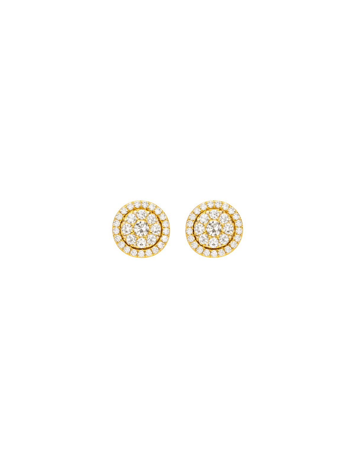 1.00ct Diamond 14K Gold Pave Halo Stud Earrings