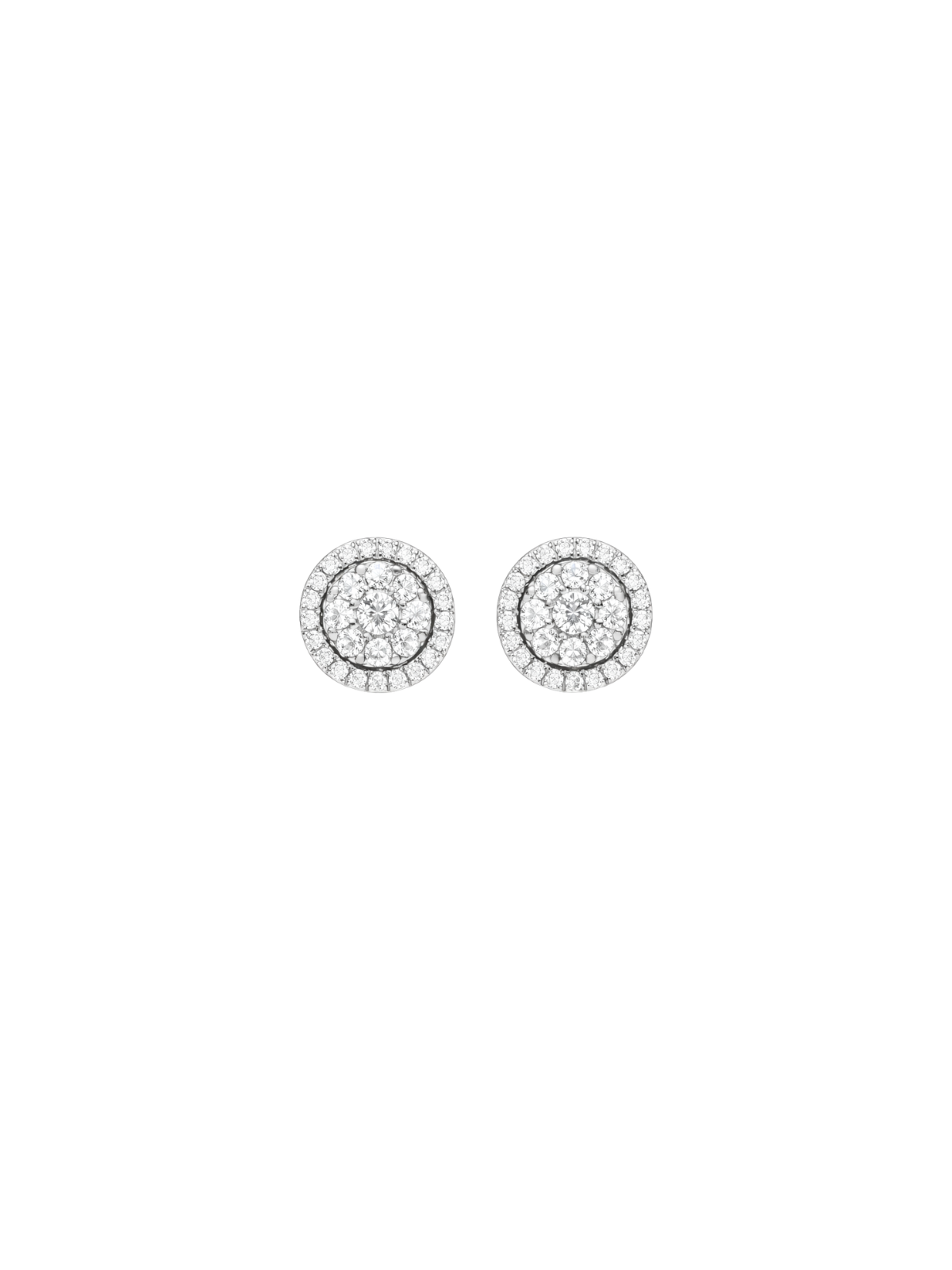 1.00ct Diamond 14K Gold Pave Halo Stud Earrings