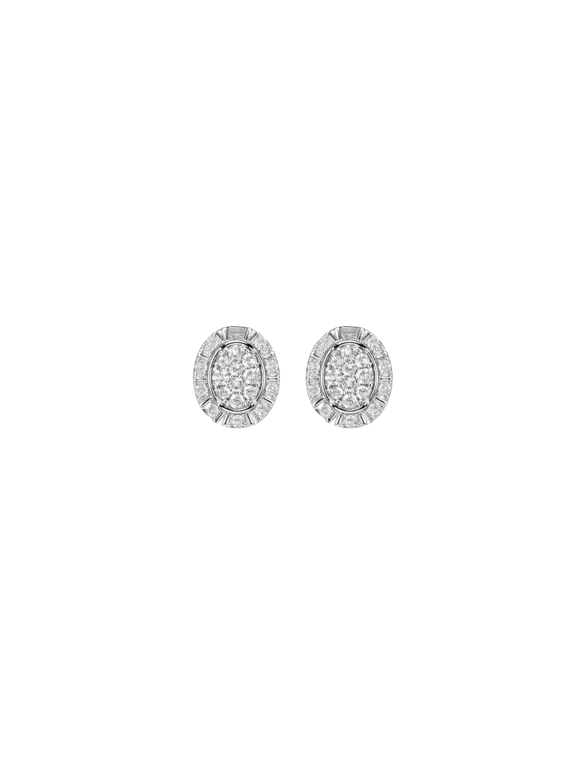 0.50ct Diamond 14K Gold Cluster Oval Stud Earrings