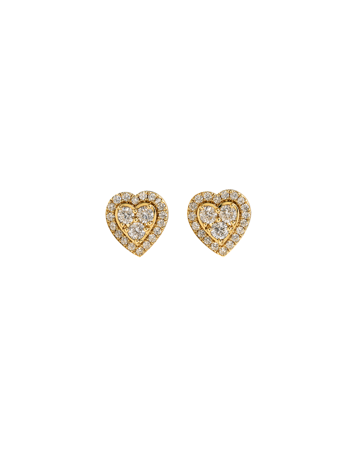 1.15ct Diamond 14K Gold Heart Stud Earrings