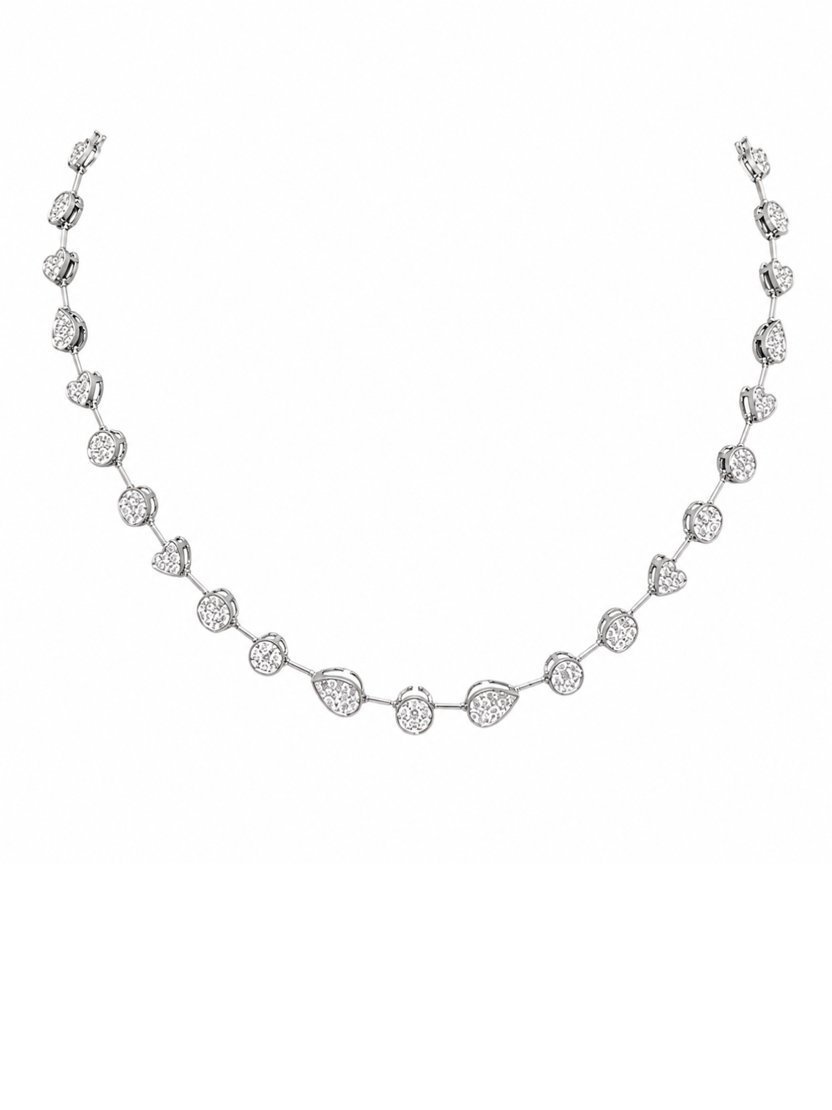 4.05ct Diamond 14K Gold Pave Multi Shape Half Tennis Necklace