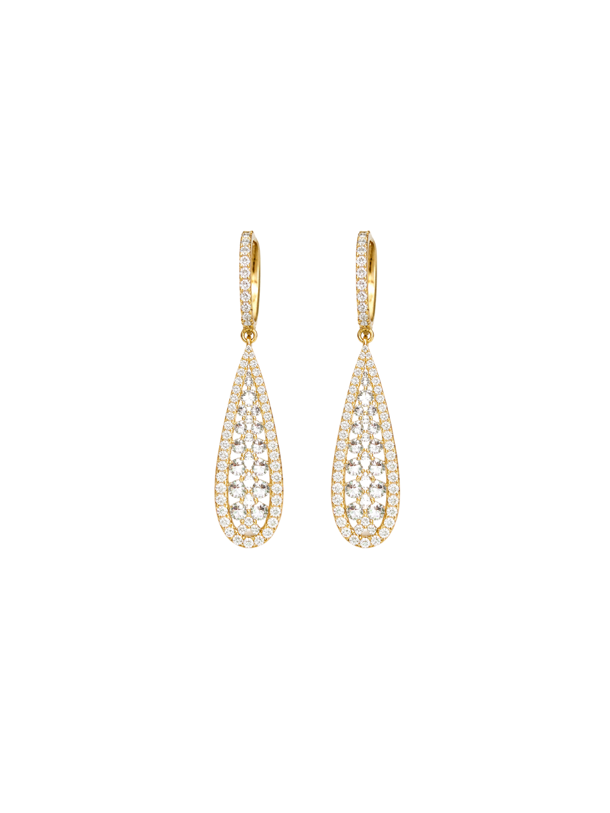 2.00ct Diamond 14K Gold Drop Hoop Earrings