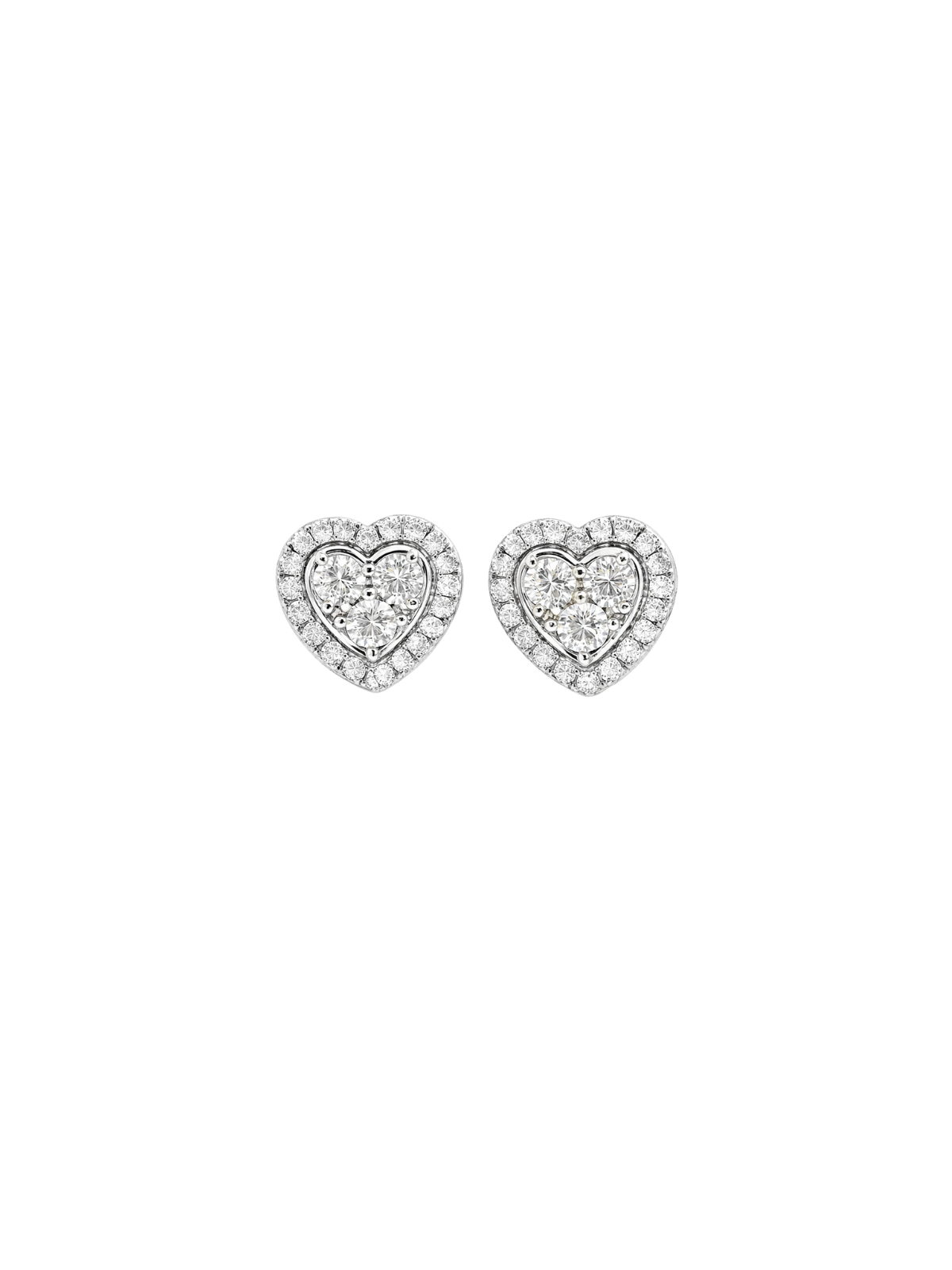 1.15ct Diamond 14K Gold Heart Stud Earrings
