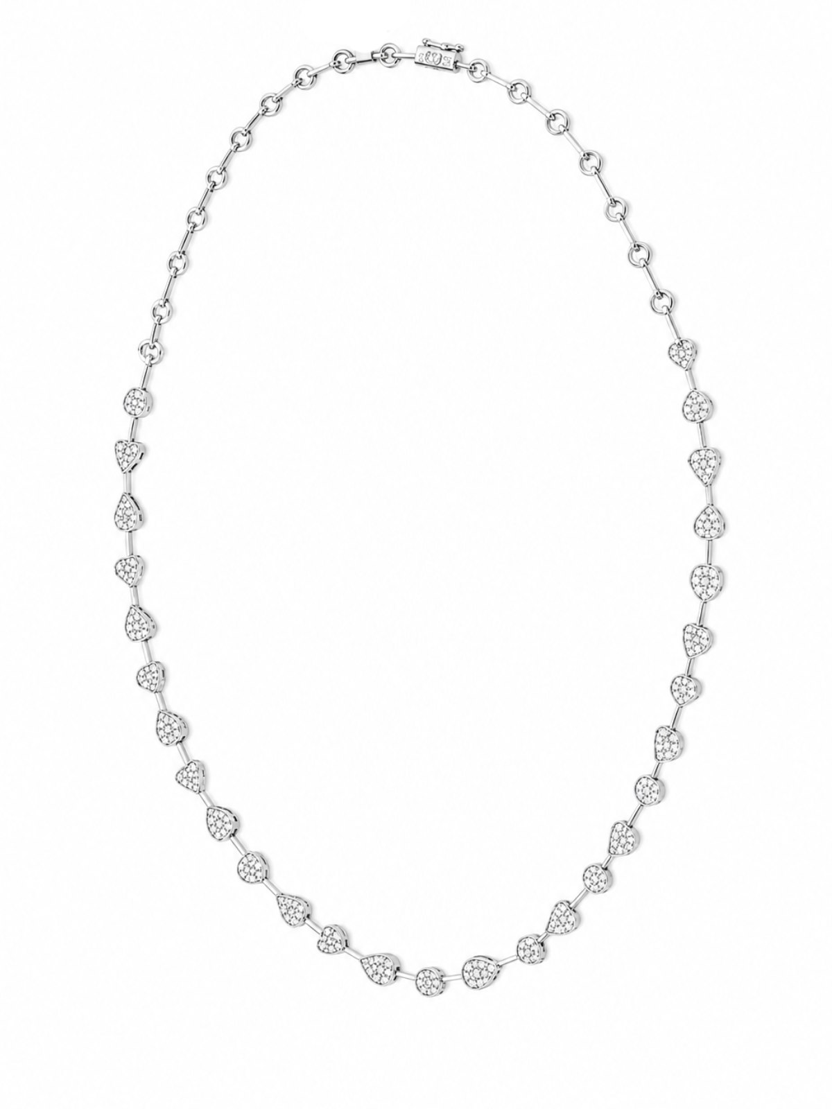 4.05ct Diamond 14K Gold Pave Multi Shape Half Tennis Necklace