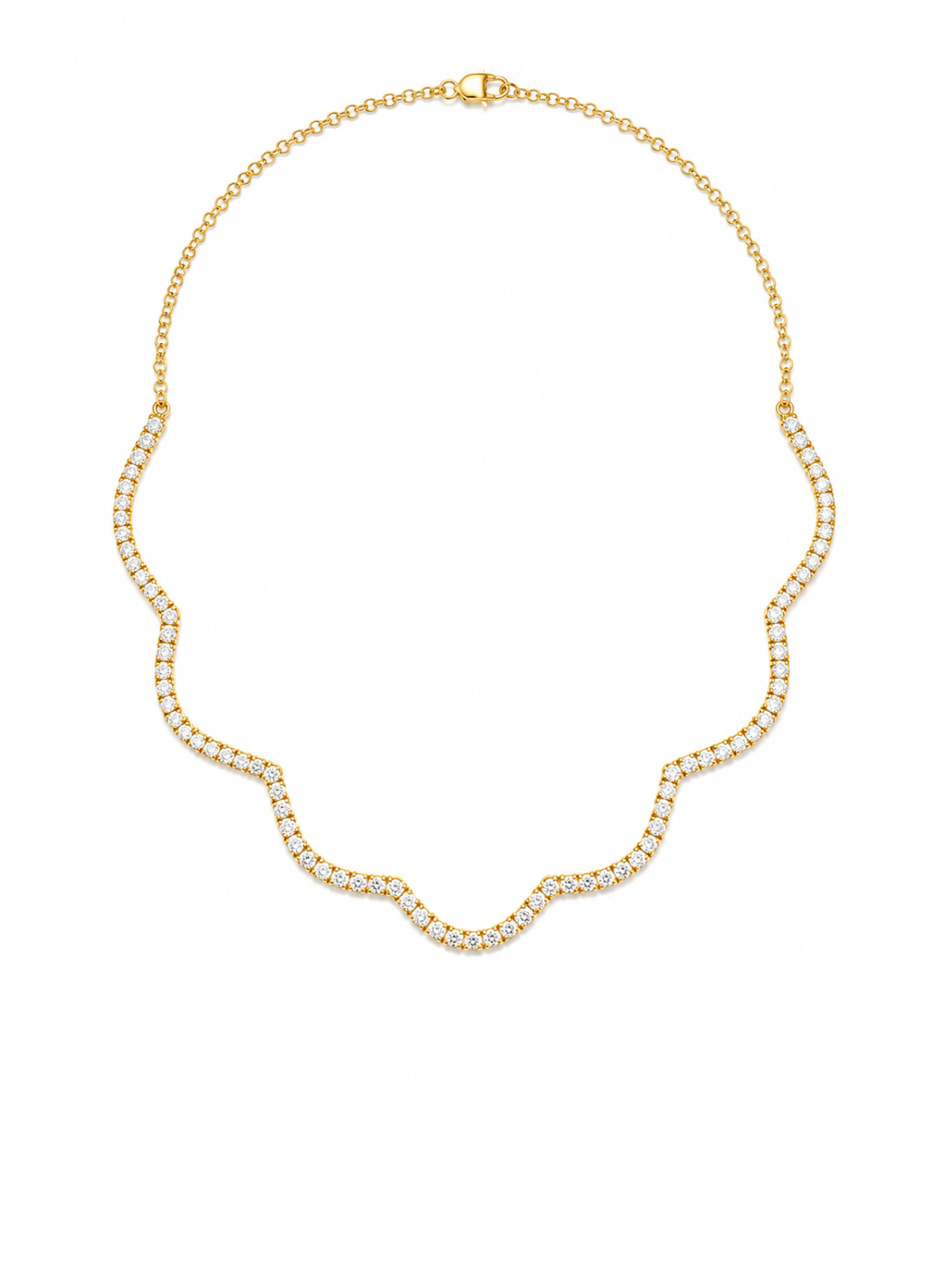 2.94ct Diamond 14K Gold Wave Choker Necklace