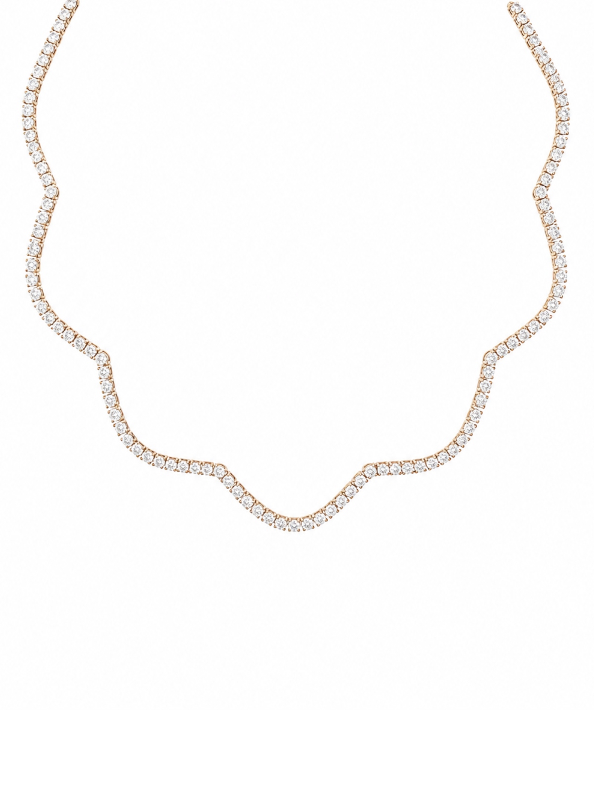 2.94ct Diamond 14K Gold Wave Choker Necklace