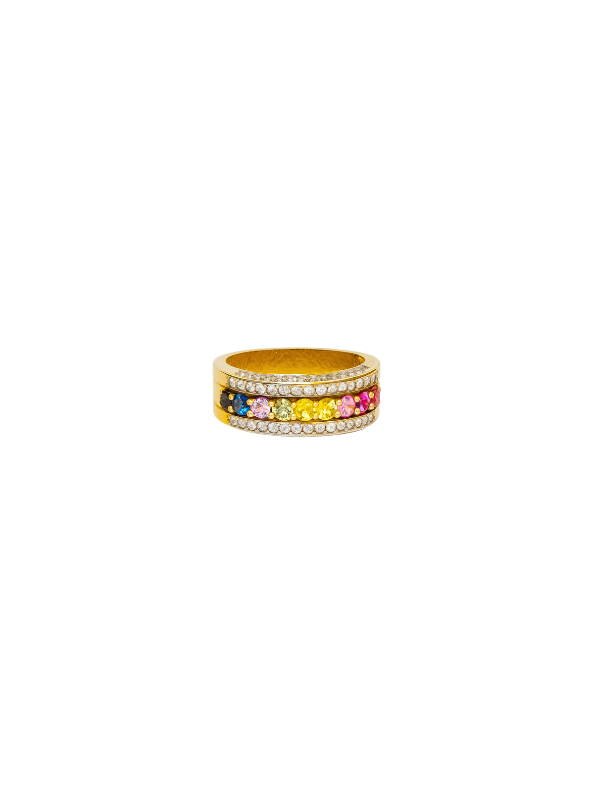 1.30ct Diamond Multi Sapphire 14K Gold Ring