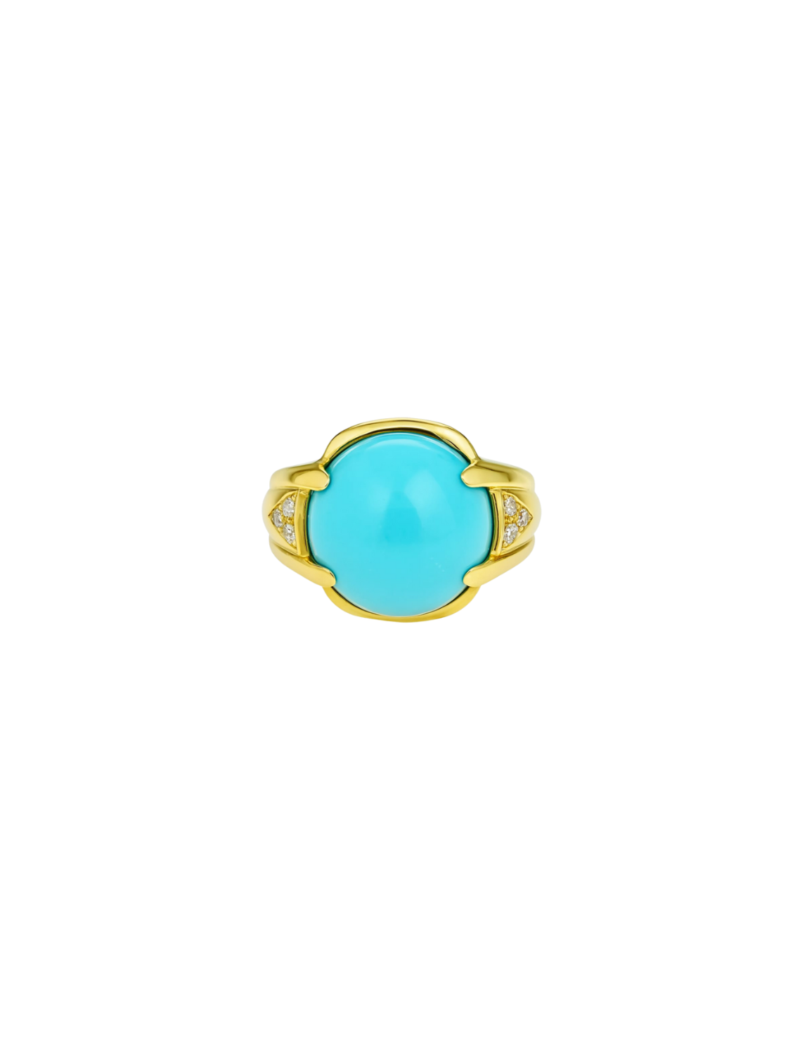 12.36ct Diamond Turquoise 18K Gold Cocktail Ring