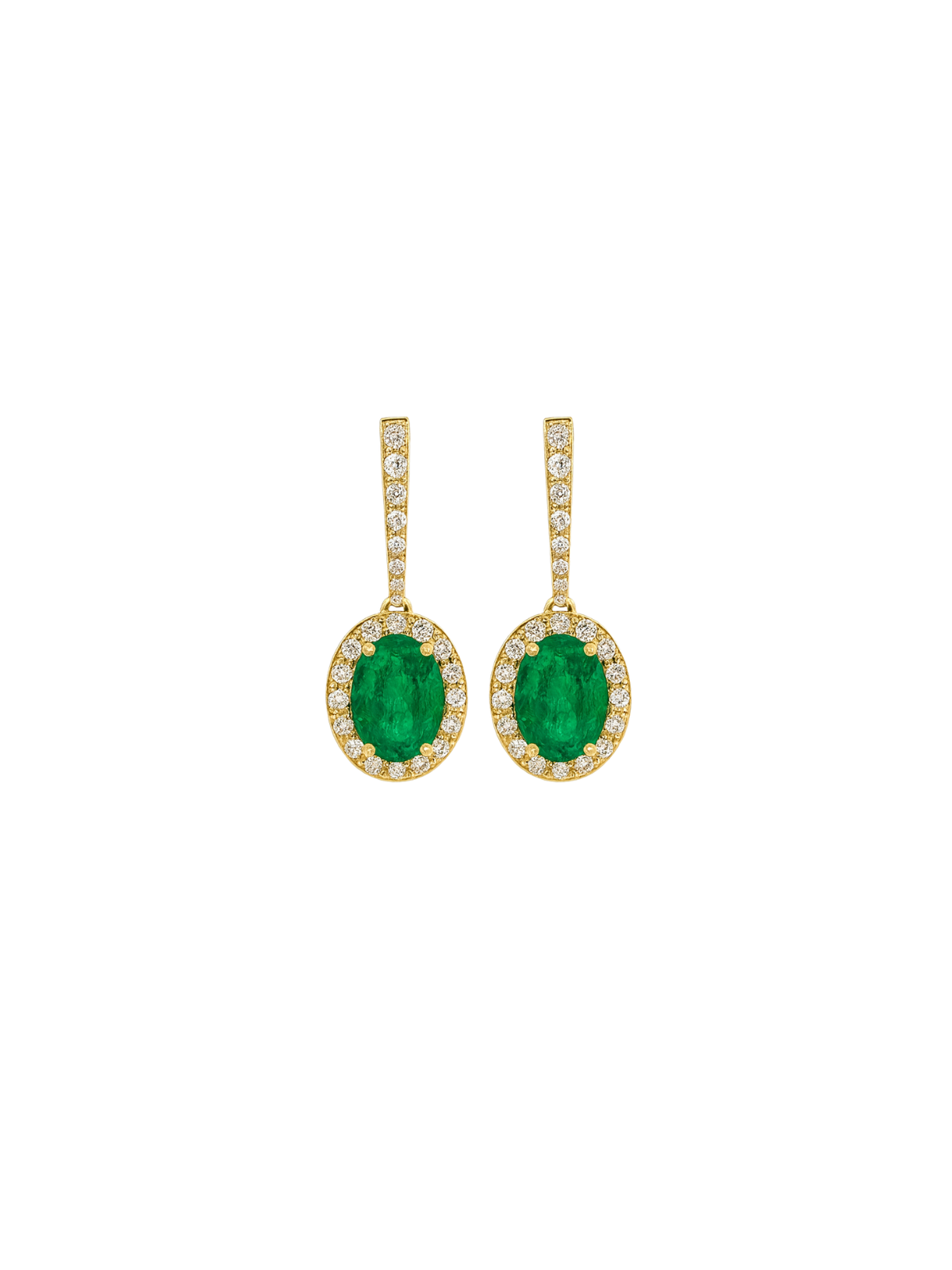 2.83ct Diamonds Emerald 14K Gold Dangle Drop Earrings