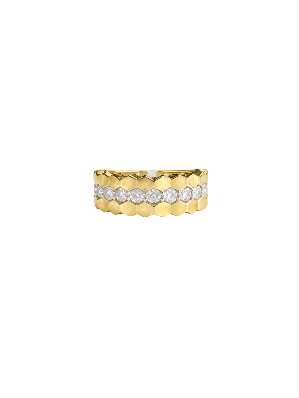 0.76ct Diamond 14K Gold Honeycomb Ring