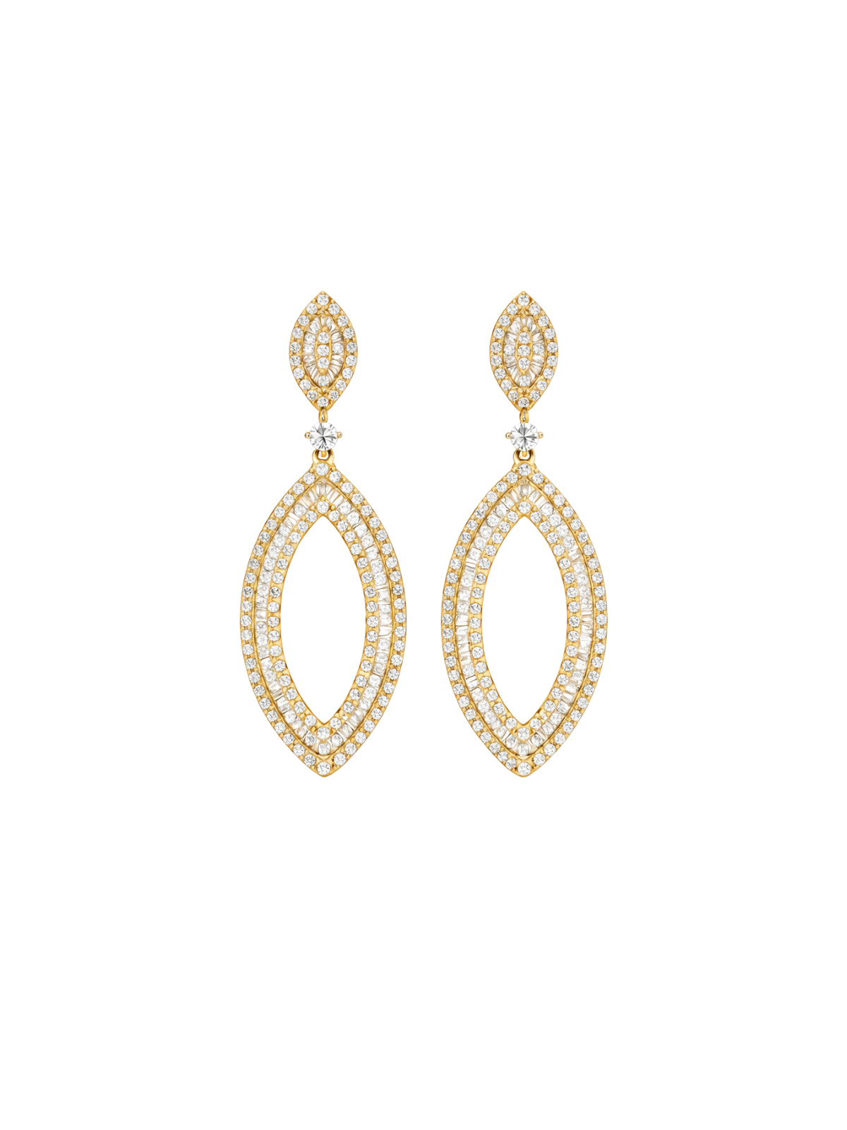 4.00ct Diamond 14K Gold Marquise Dangle Earrings