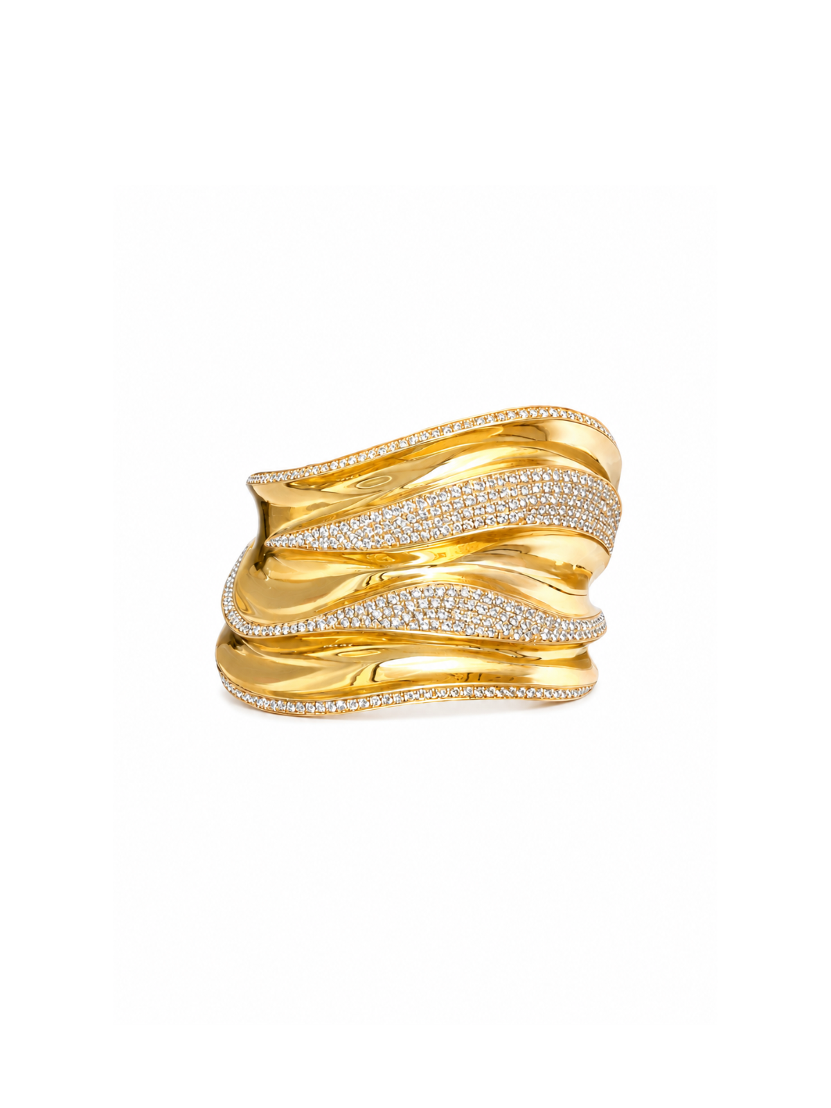 6.87ct Diamond 14K Gold Statement Cuff Bracelet