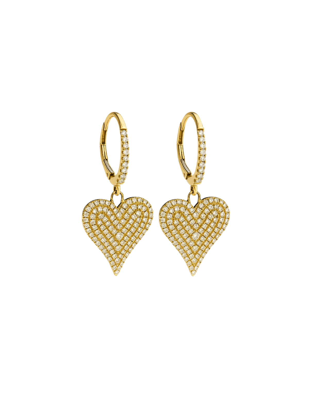 1.85ct Diamond 18K Hoop Heart Dangle Earrings