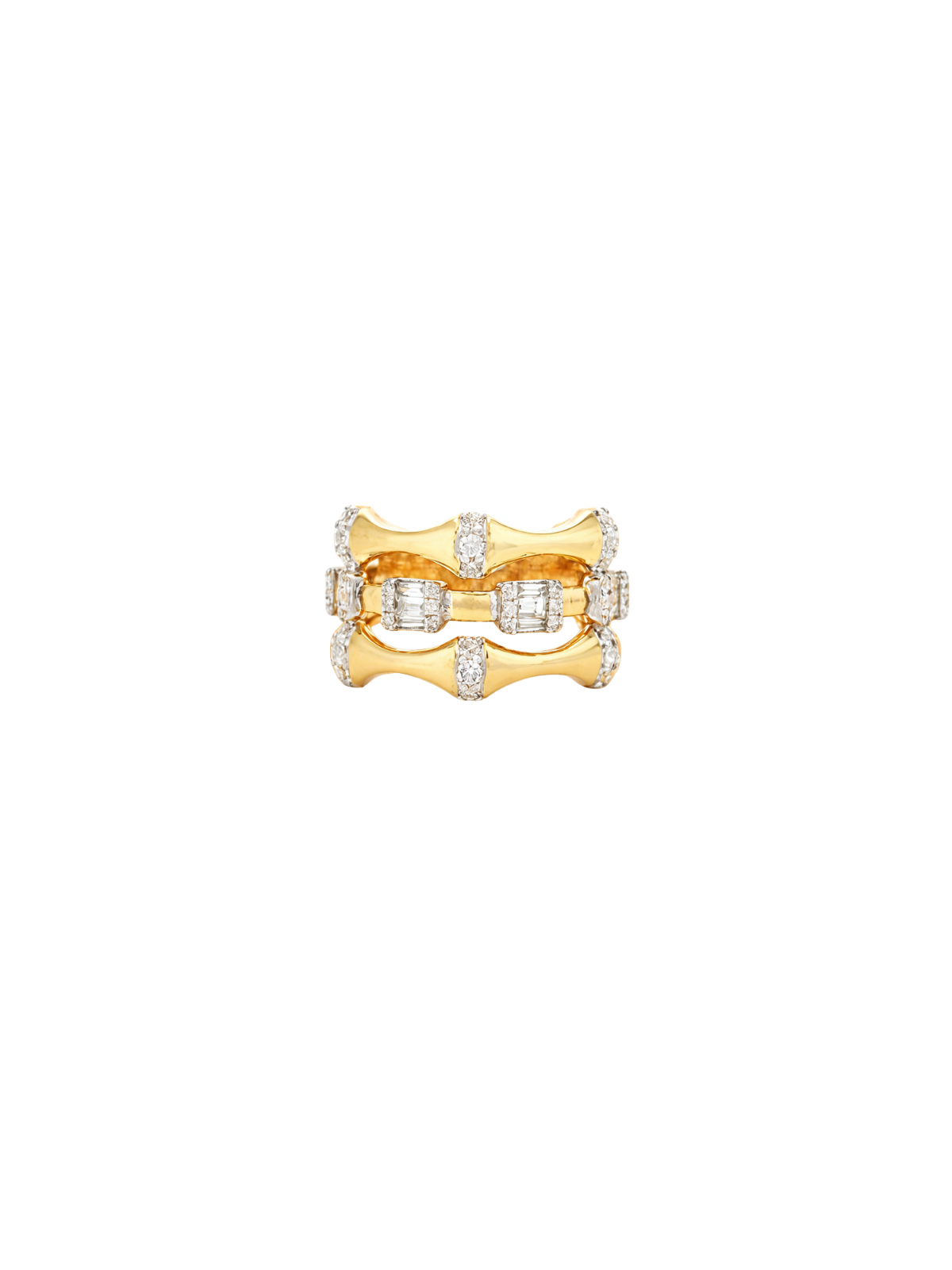 0.71ct Diamond 14K Gold Multi Row Ring