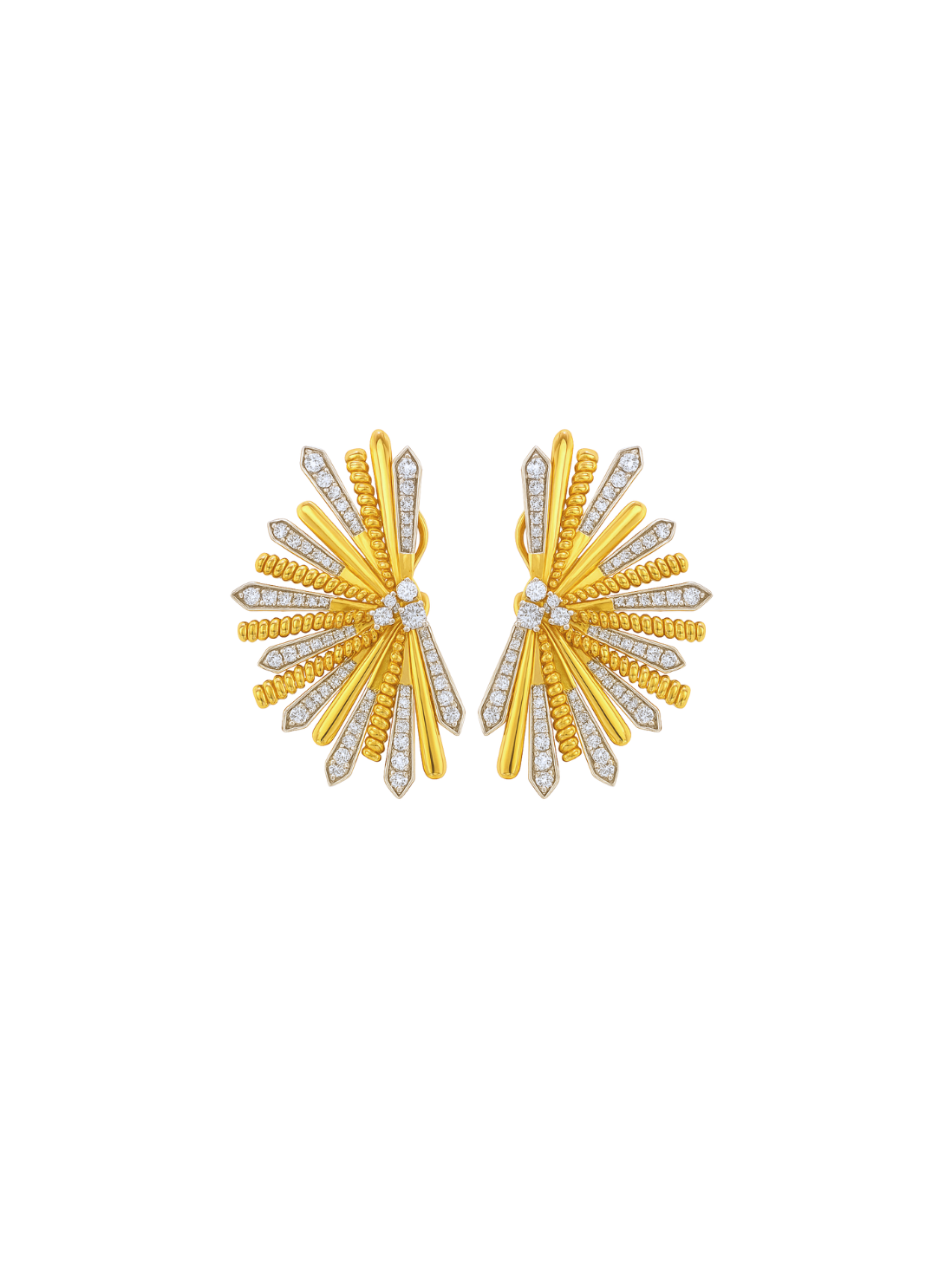 1.91ct Diamond 14K Gold Firework Statement Earrings